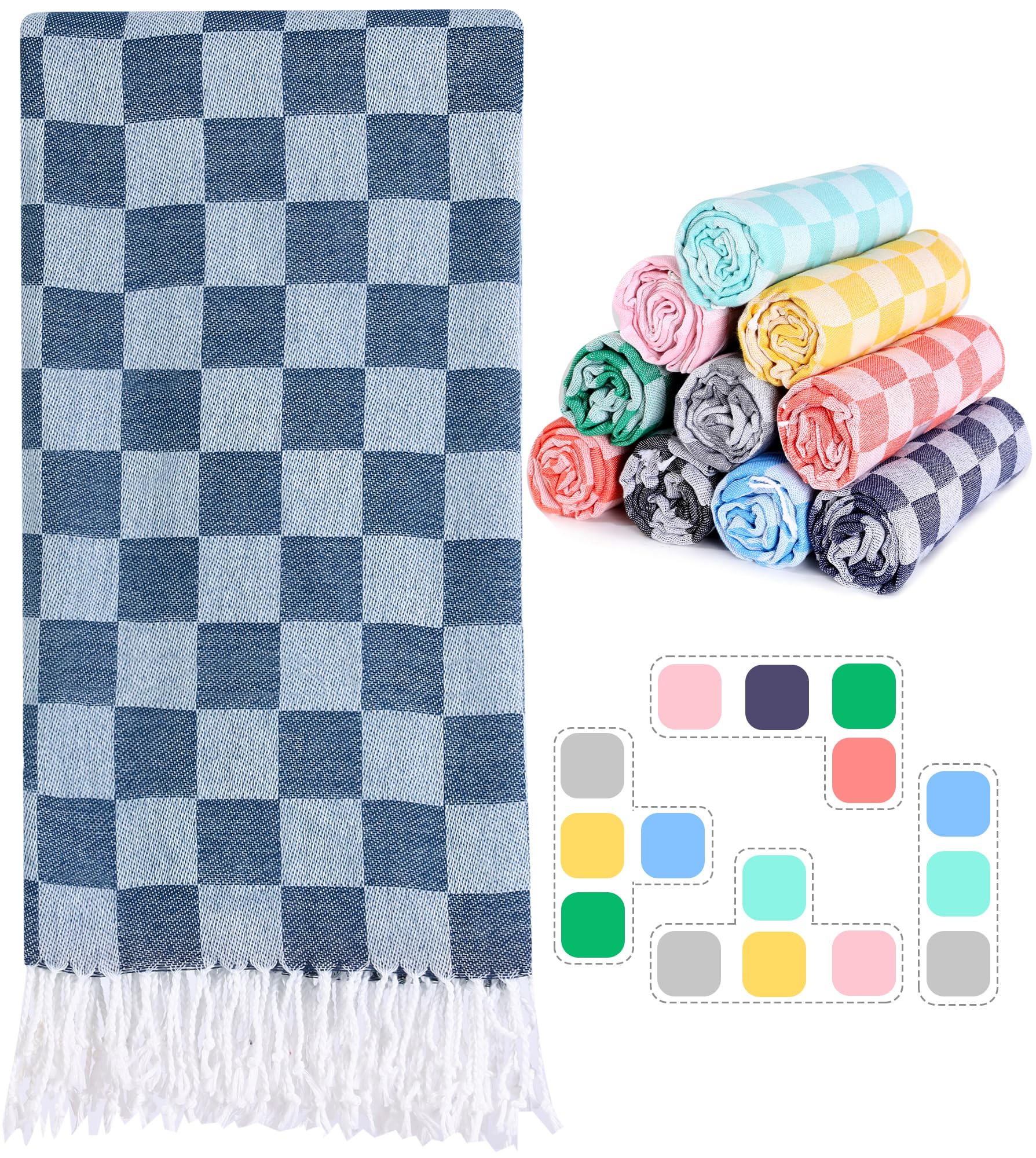 Checkered Plaid Turkish Beach Towel Bath Towels Quick Dry Soft Absorbent Men Birthday Gift For Dad Father Papa Husband Brother U