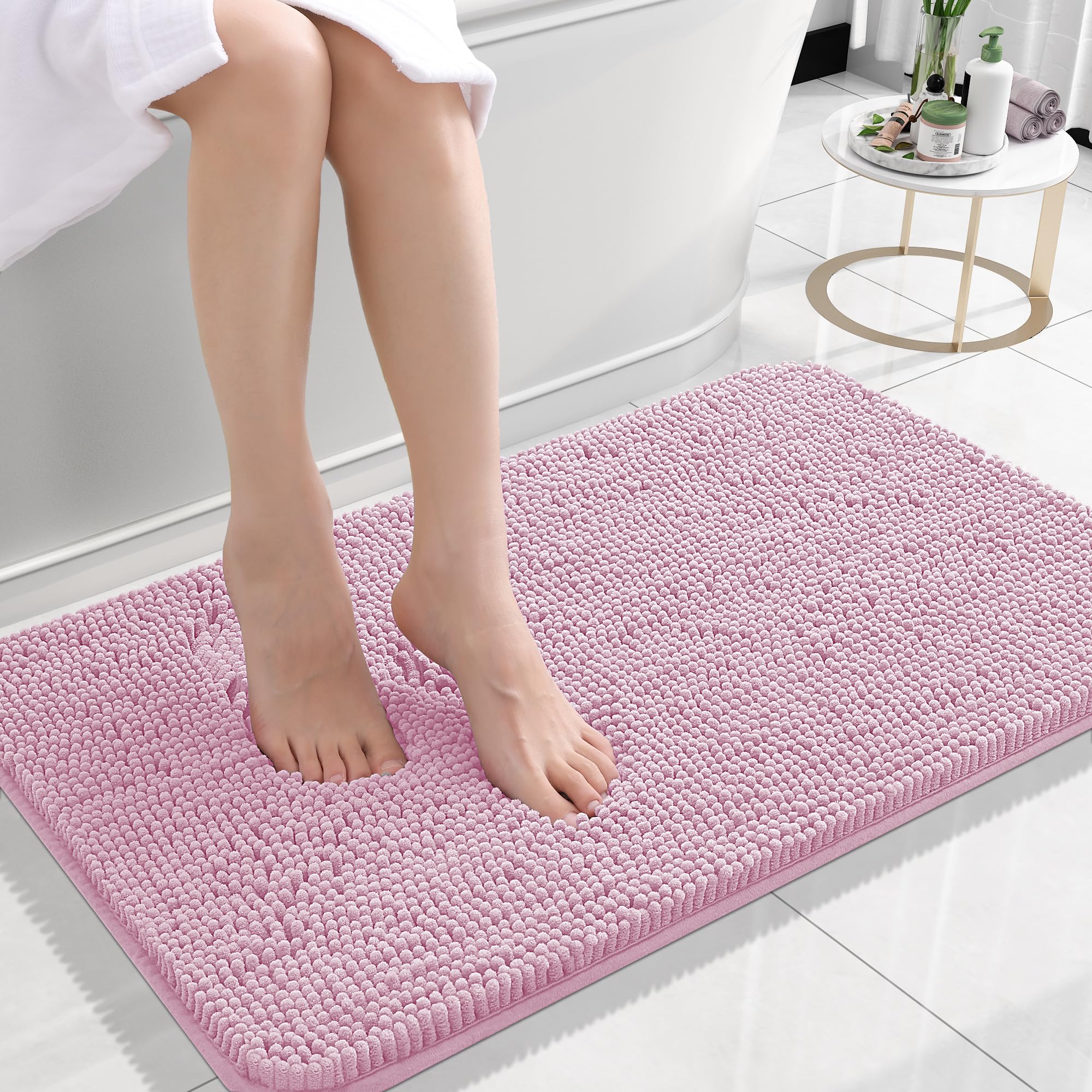 Olanly Bathroom Rugs 30X20, Extra Soft Absorbent Chenille Bath Rugs, Rubber Backing Quick Dry, Machine Washable Bath Mats For Ba