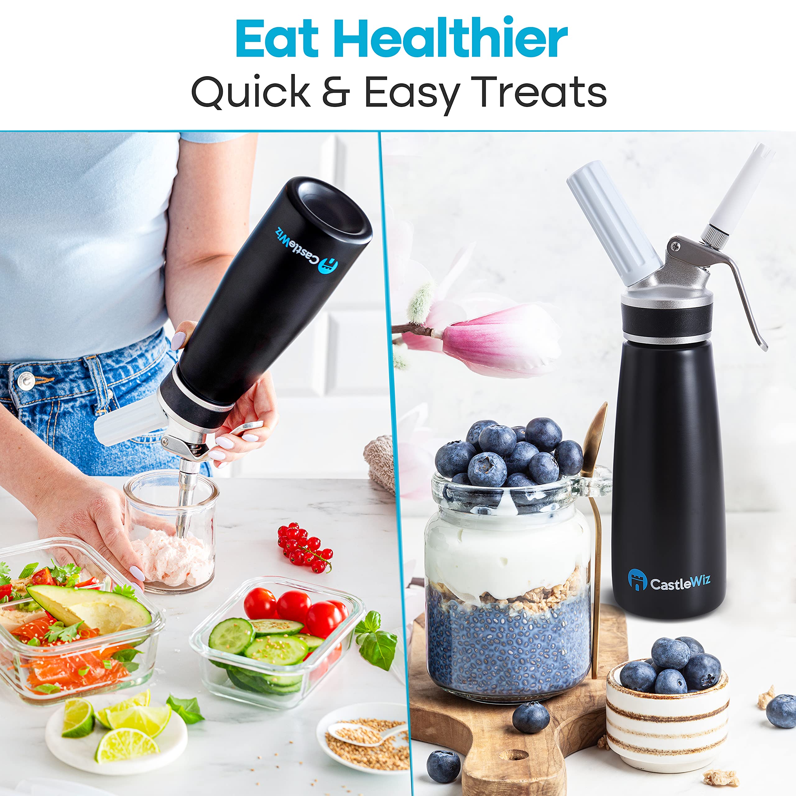 Whipped Cream Dispenser - Ultra Durable Leak-Free Grade 6 Aluminum Whipping Cream Dispenser - 6 Decorating Tips & 2 Cleaning Bru