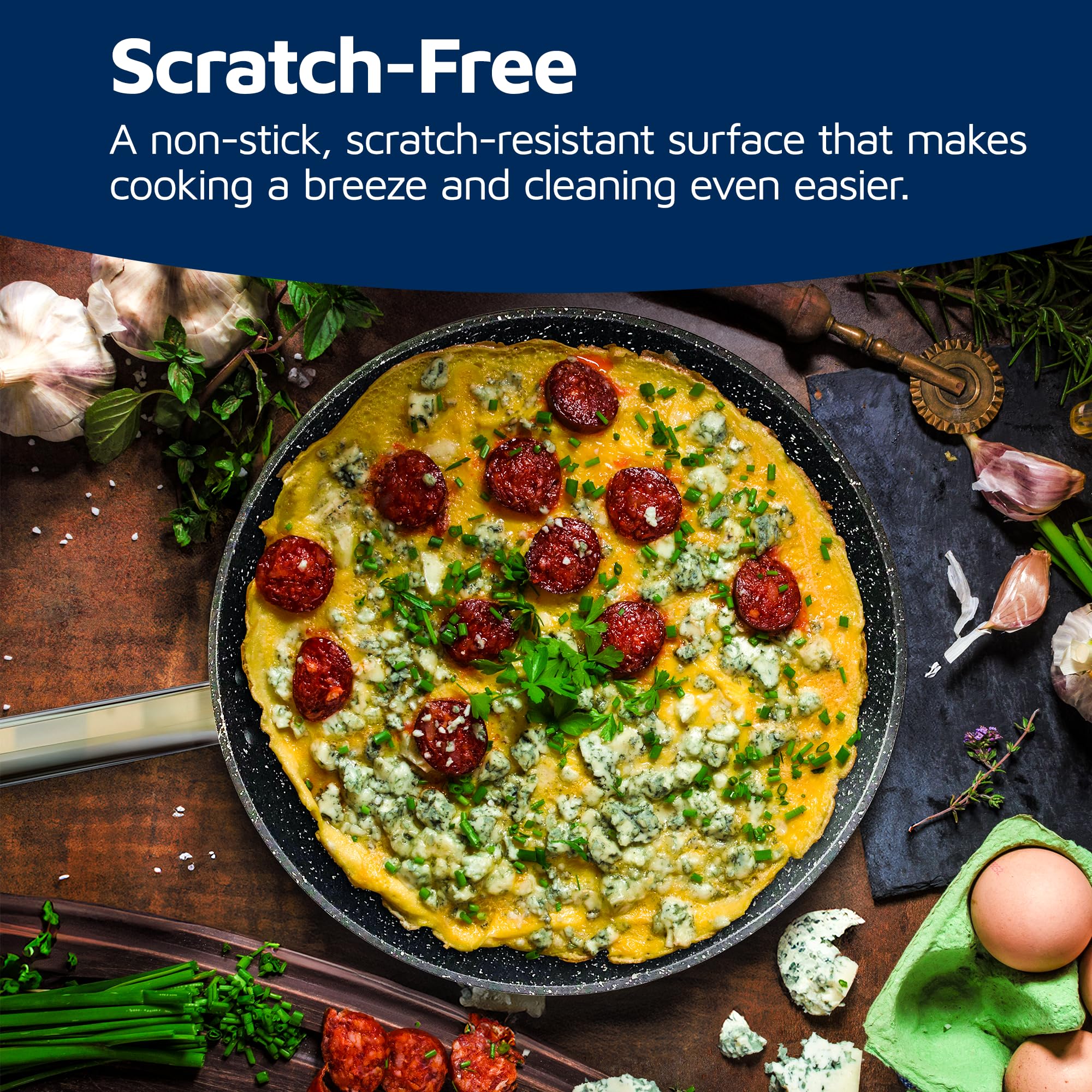Jean-Patrique Granite Non Stick Frying Pans - Stainless Steel Pan Set Of 3 - Induction Omelet Pan - Induction Cookware For All T