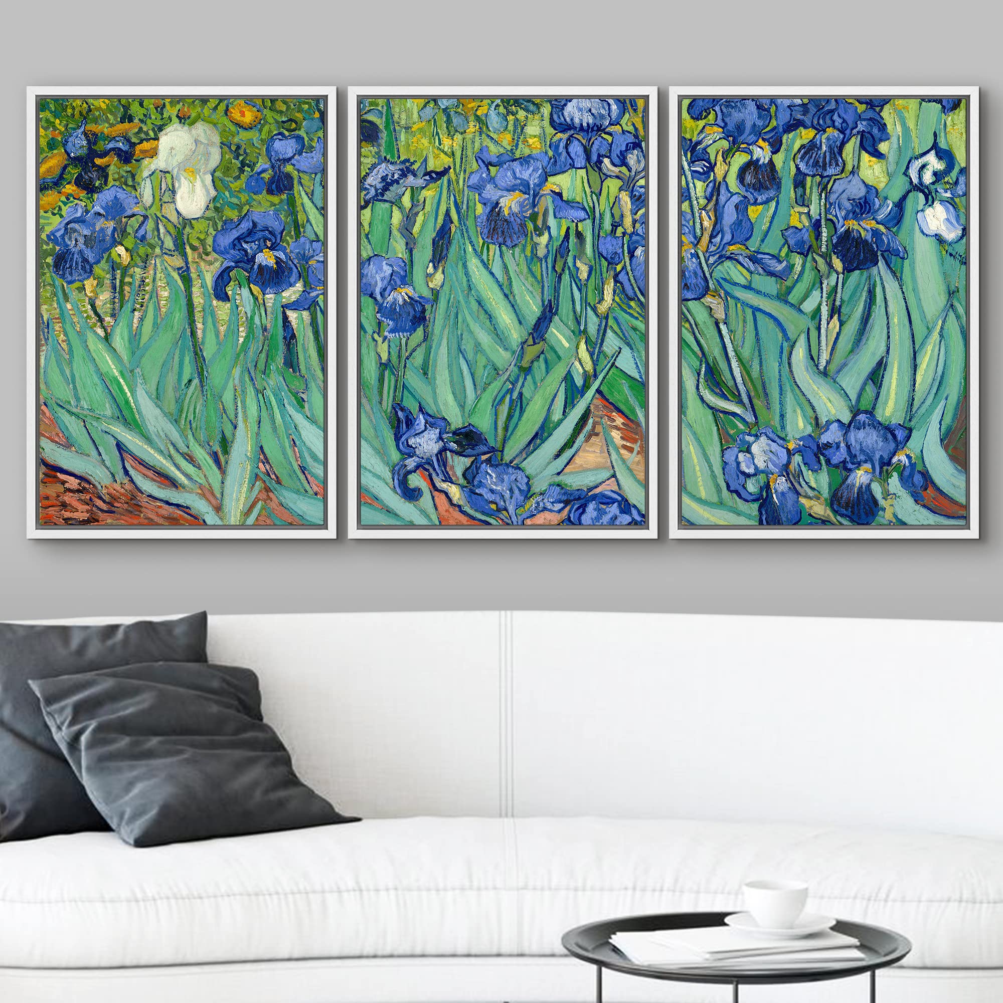 Wall26 Framed Canvas Print Wall Art Set Irises By Vincent Van Gogh Nature Wilderness Illustrations Fine Art Relax/Calm Multicolo
