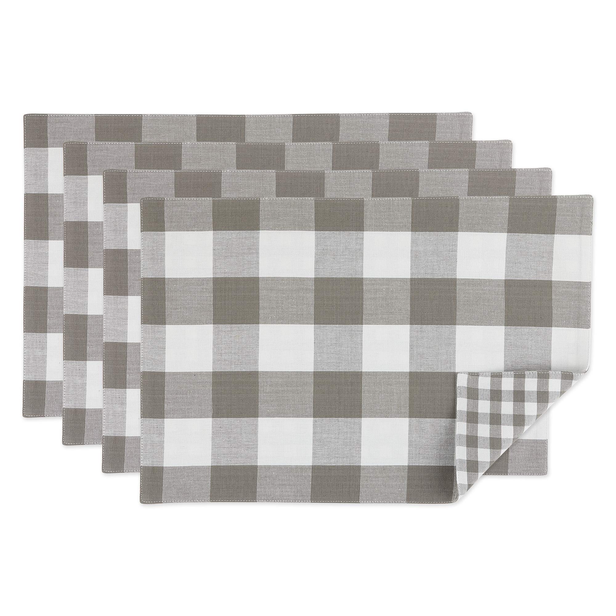 Dii Gingham Check Tabletop Collection, Gray, Placemat Set