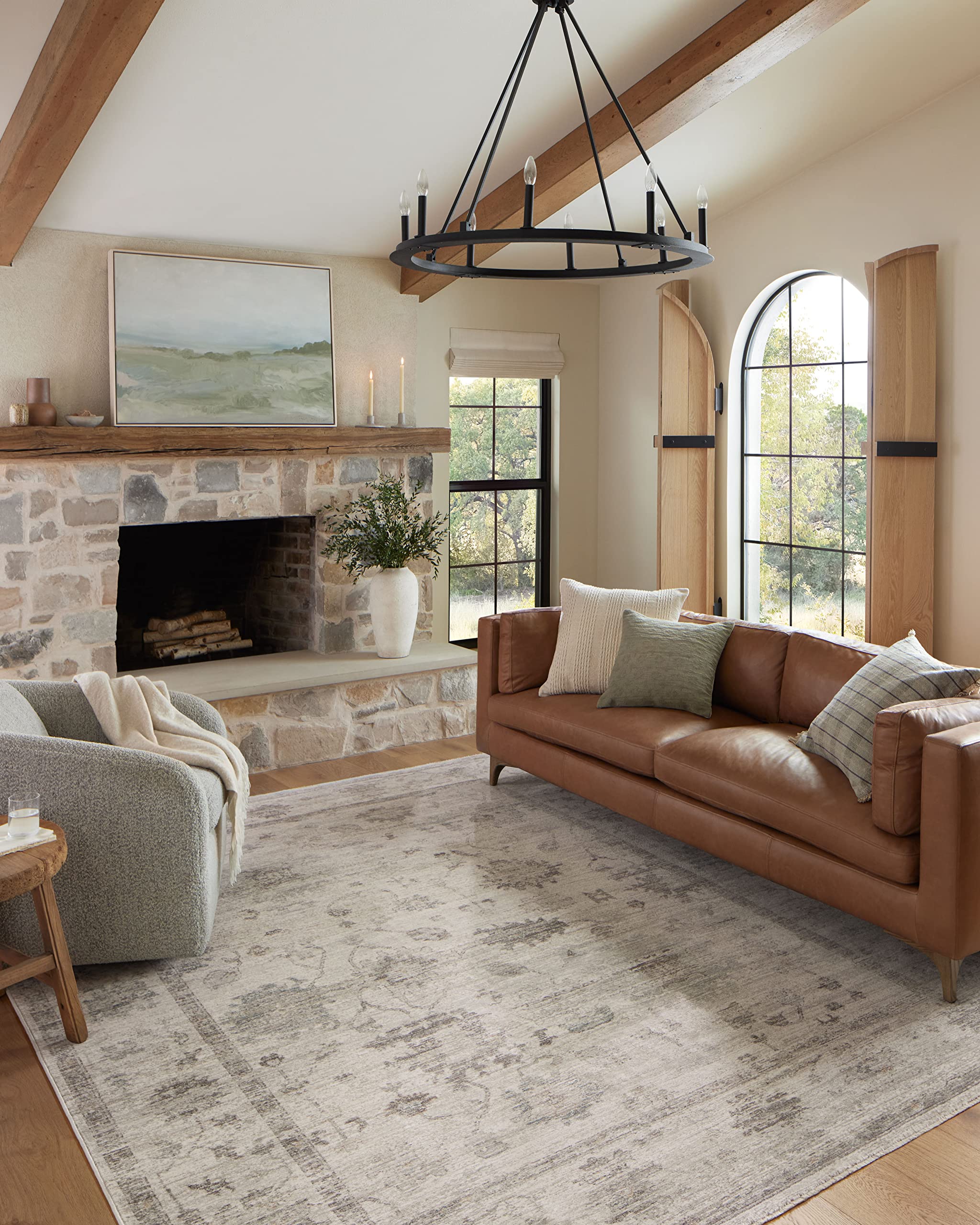 Loloi Magnolia Home by Joanna Gaines Millie Collection MIE-01 Silver/Dove 11-6 x 15-7, .25 Pile Height, Area Rug