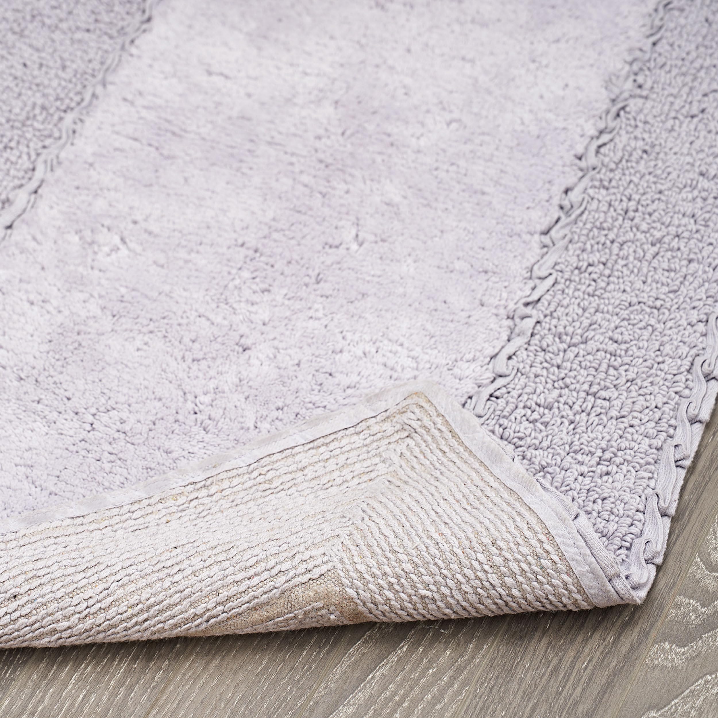Laura Ashley Ruffle Border 100% Cotton Bath Rug Set, Purple, 17'' X 24''/ 20'' X 32''