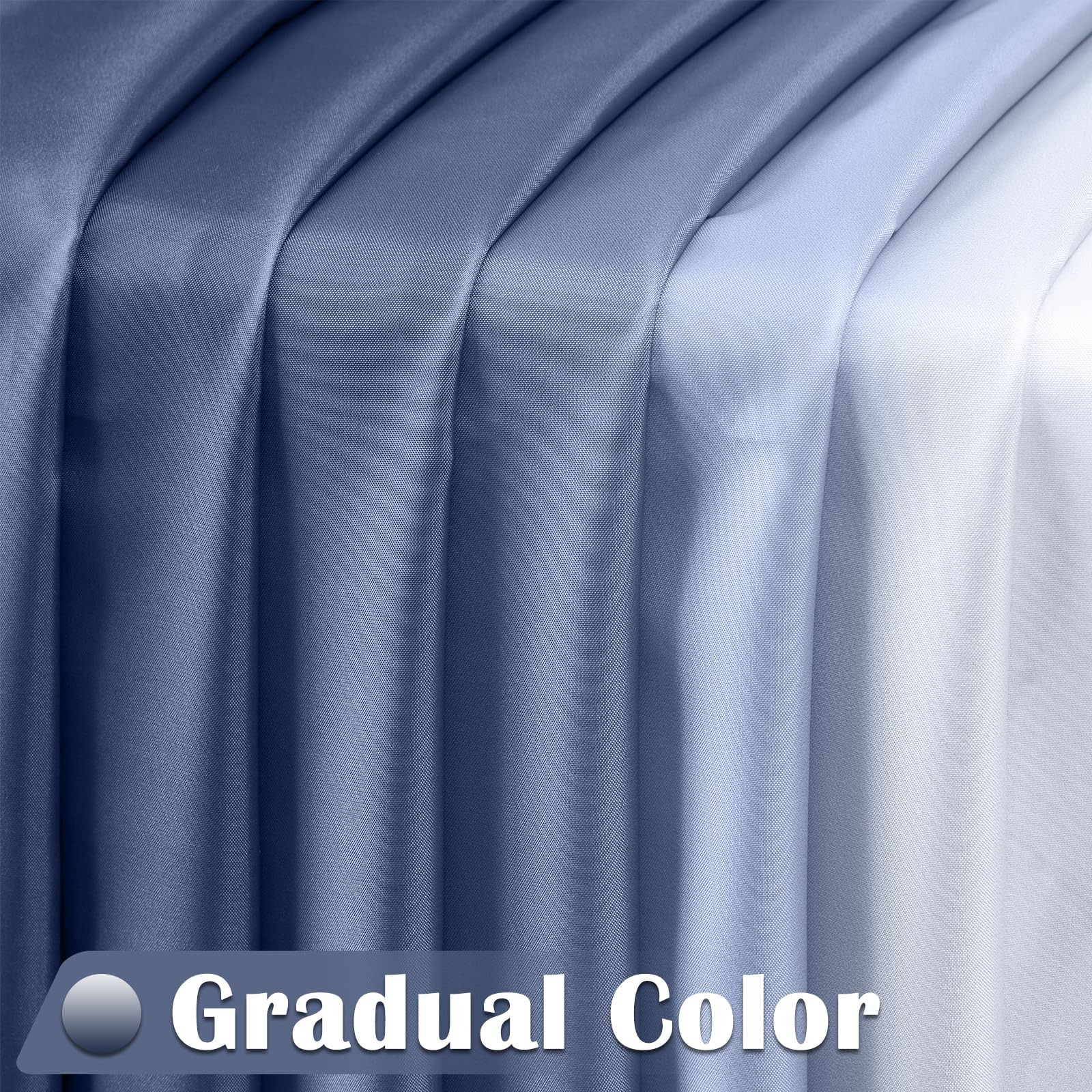 Jicnhan Navy Blue Ombre Shower Curtain, Waterproof Fabric Shower Curtains For Bathroom, Modern Gradient Color Shower Curtain Set