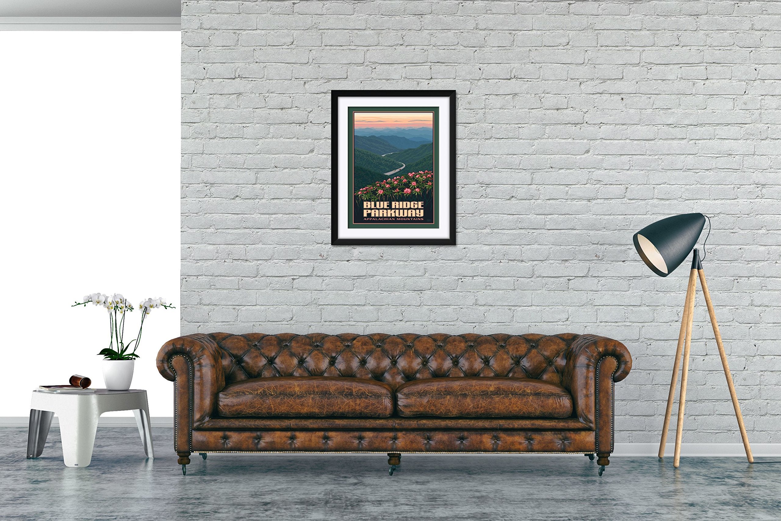 Blue Ridge Parkway Appalachian Mountains Professionally Framed & Matted Art Print From Travel Artwork By Artist Paul Leighton Fr