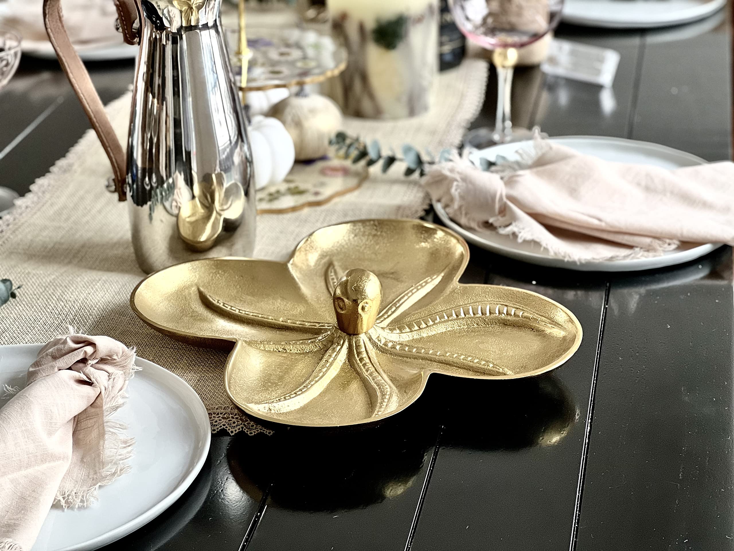 Gold Bronze Octopus Snack Bowl & Serving Tray 13.6"