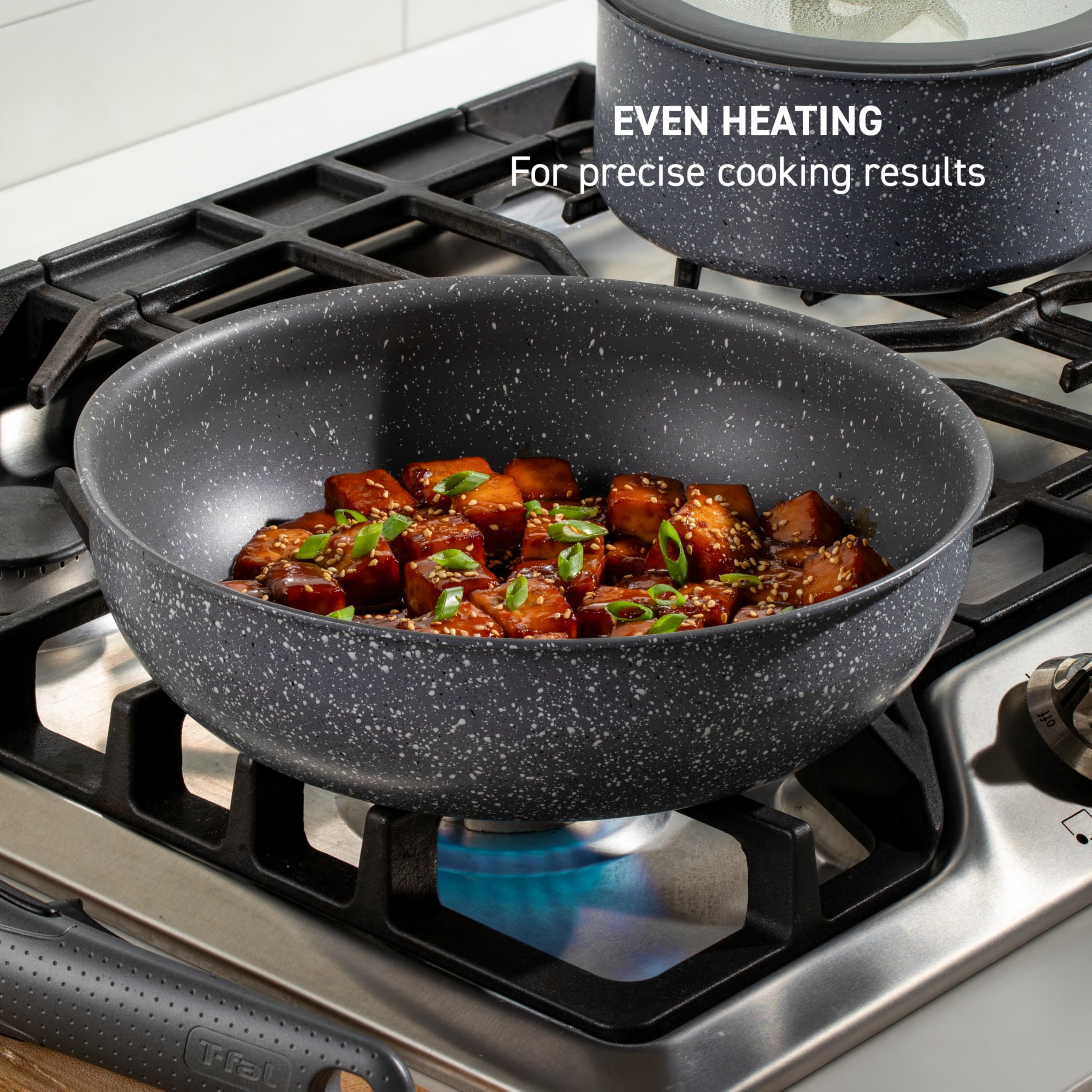 T-fal Ingenio Essentials Cookware Set with Detachable/Removable Handle 11 Piece, Granite Titanium Non Stick, Oven Broiler Safe 5