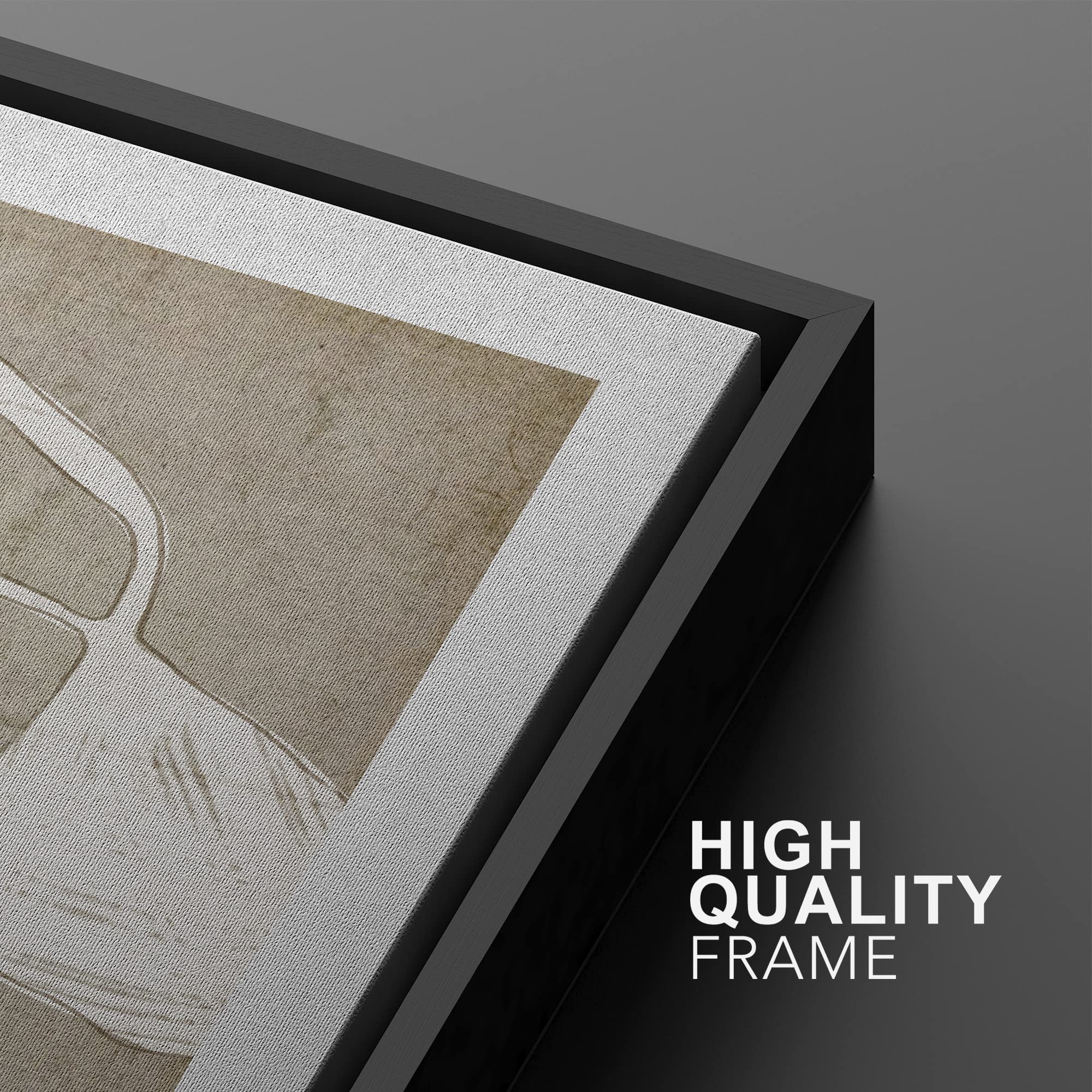 SIGNWIN Framed Canvas Print Wall Art Set White Tan Geometric Polygons Abstract Shapes Illustrations Minimalism Decorative Bohemian Relax/Zen for Living Room  Bedroom  Office - 16''x24''x2 Black