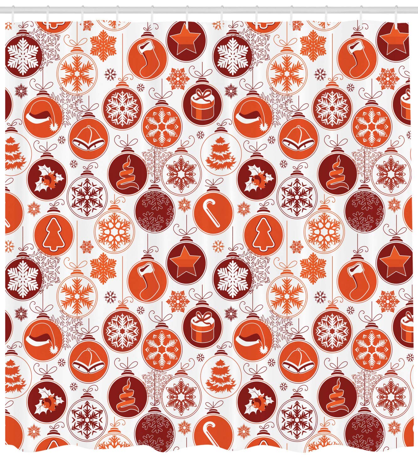 Ambesonne Christmas Shower Curtain, Classical Themed Old Fashioned Celebration Carols Winter Design Patterns, Cloth Fabric Bathr