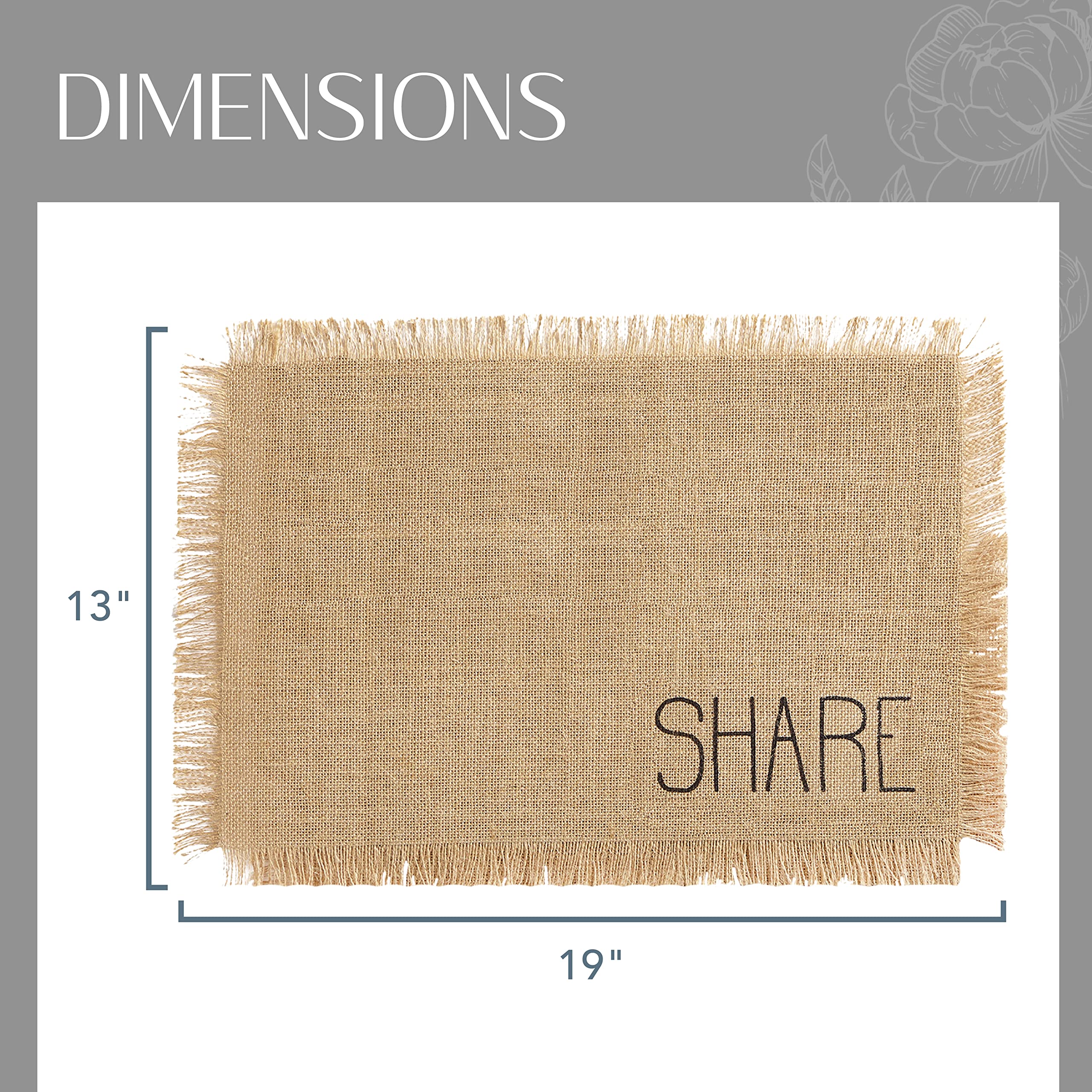 Elrene Home Fashions Farmhouse Living Sentiments Placemats, Burlap Placemats, Tan, Set Of 4