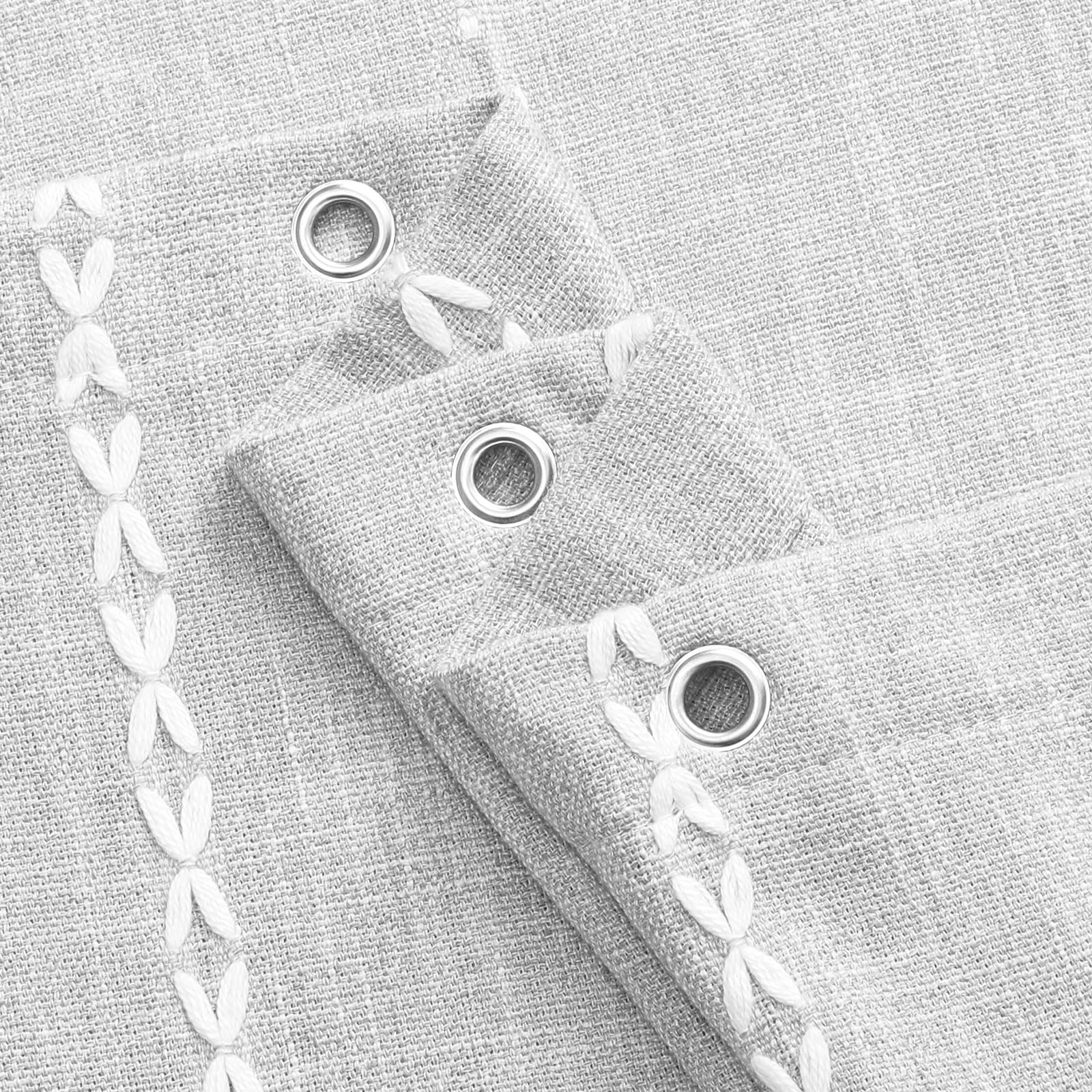 Mitovilla Grey Boho Farmhouse Small Stall Shower Curtain Set 36 X 72, Half Size Narrow Cotton Linen Fabric Shower Curtains For F