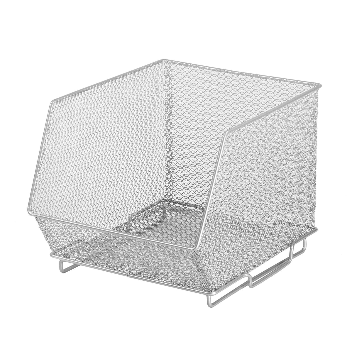 Ybm Home Mesh Stacking Bin Storage Containers For Kitchen Pantry, Cabinet And Shelves, Metal Wire Basket Rack For Fruits And Veg