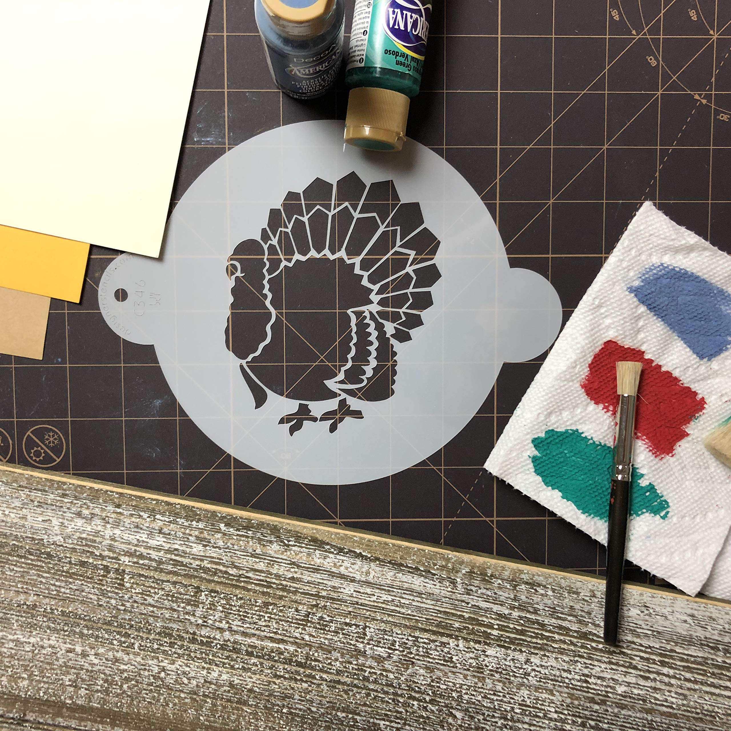 Designer Stencils Thanksgiving Turkey Cake Stencil, Beige/Semi-Transparent