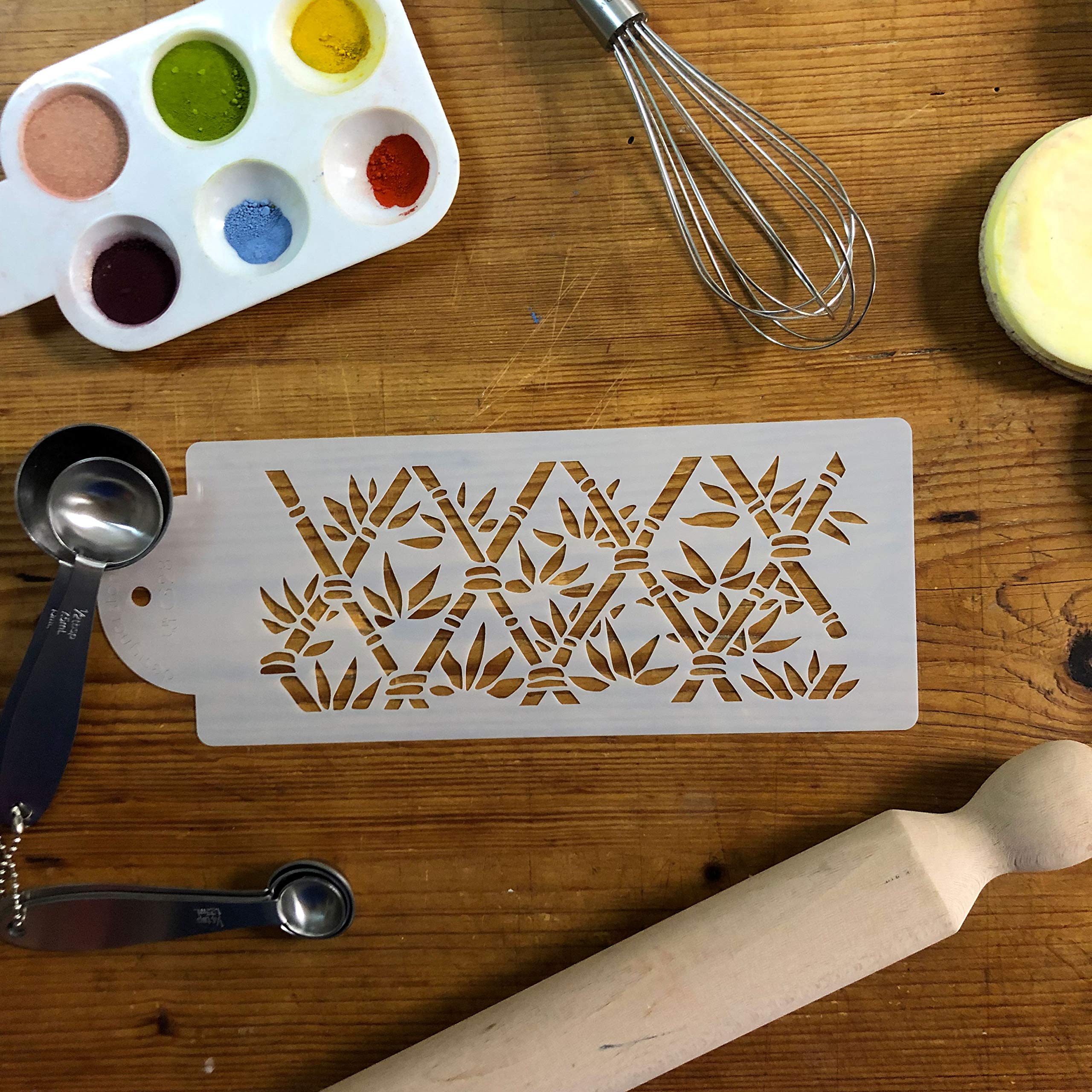 Designer Stencils Bamboo Lattice Cake Stencil, Beige/Semi-Transparent
