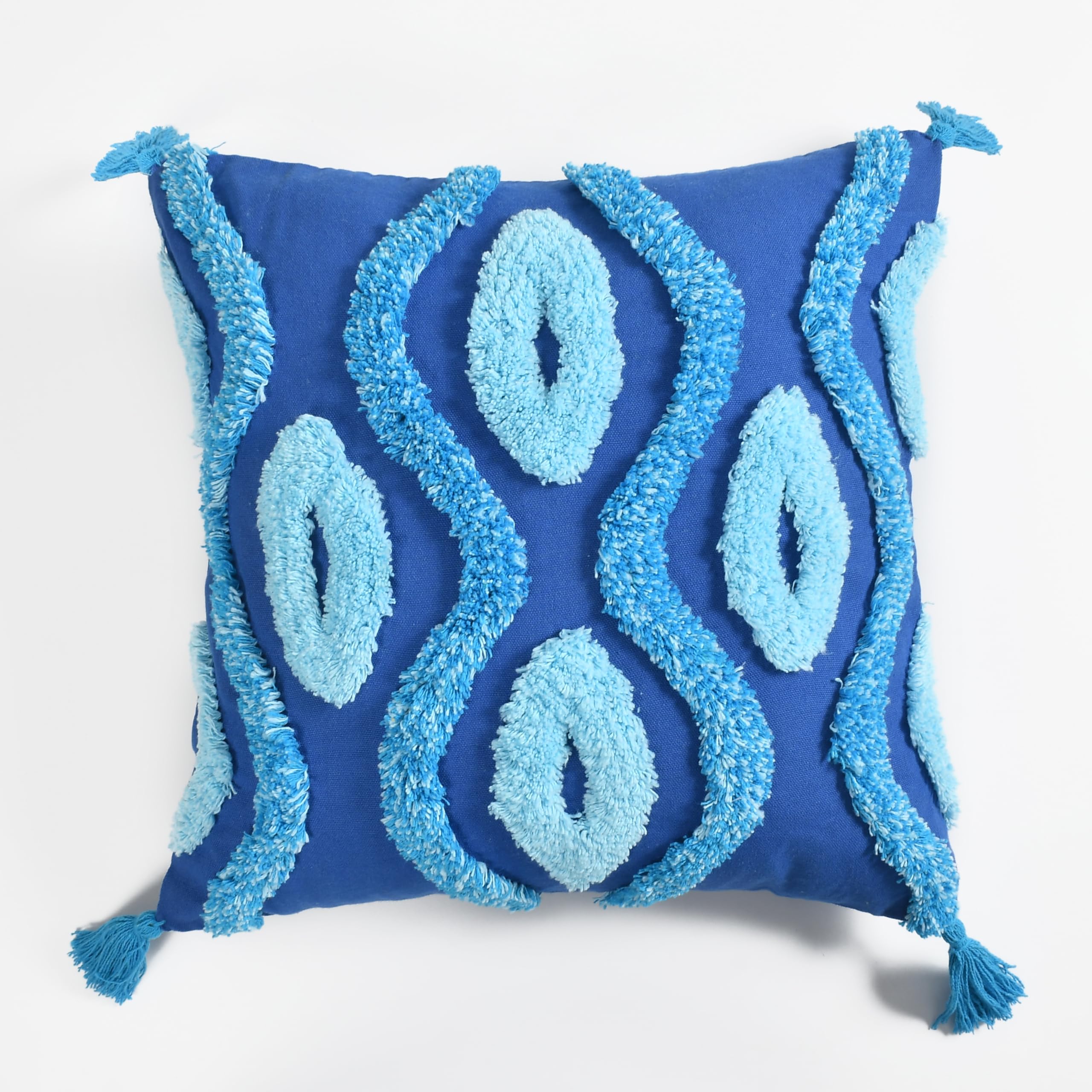 Wisdom Decor Sofa Cushion Cover Cotton For Living Room Couch Soft Pillow Covers (Blue, 16 X 16)