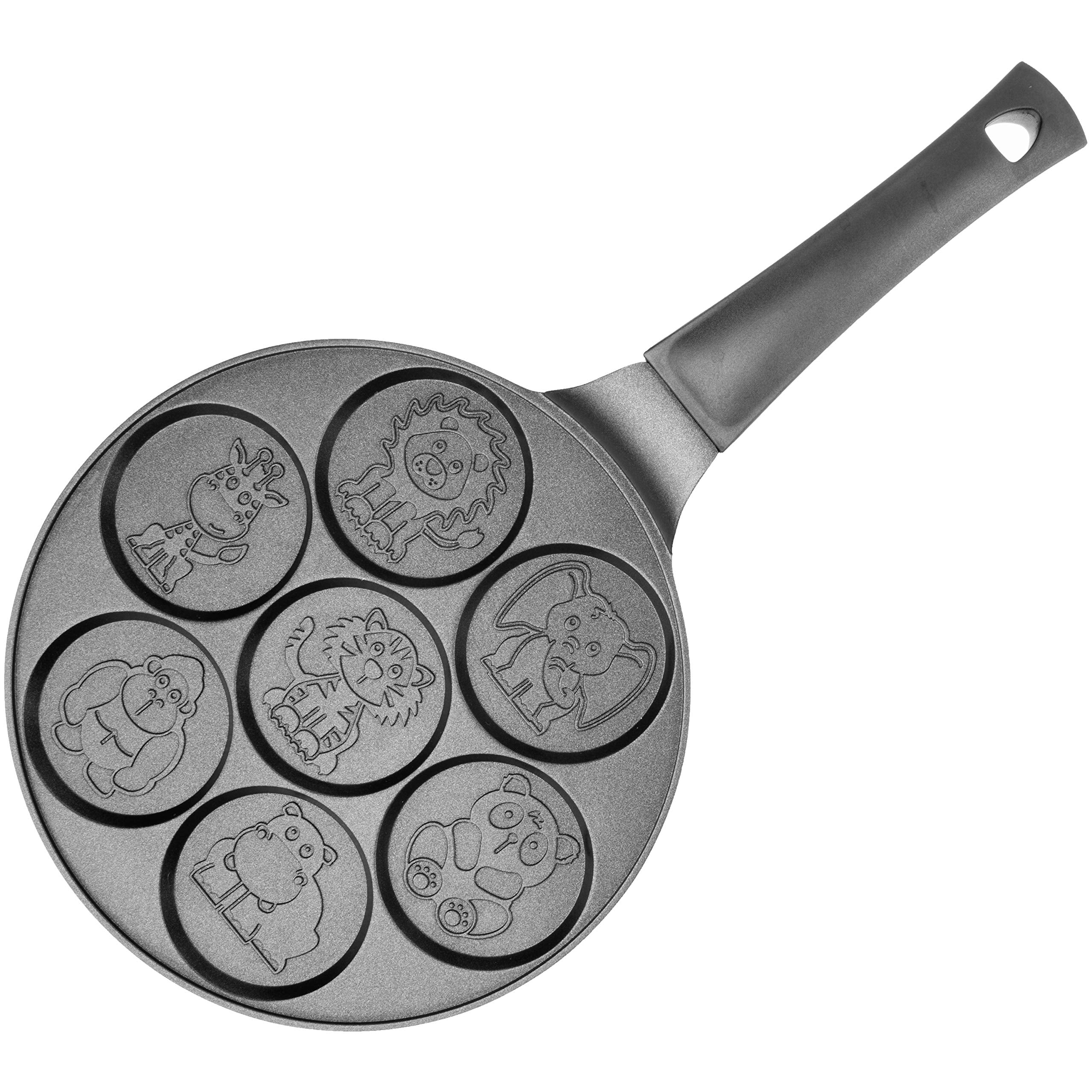 Animal Mini Pancake Pan - Make 7 Unique Flapjack Zoo Animals, Including A Elephant, Giraffe And More- Nonstick Pan Cake Maker Gr
