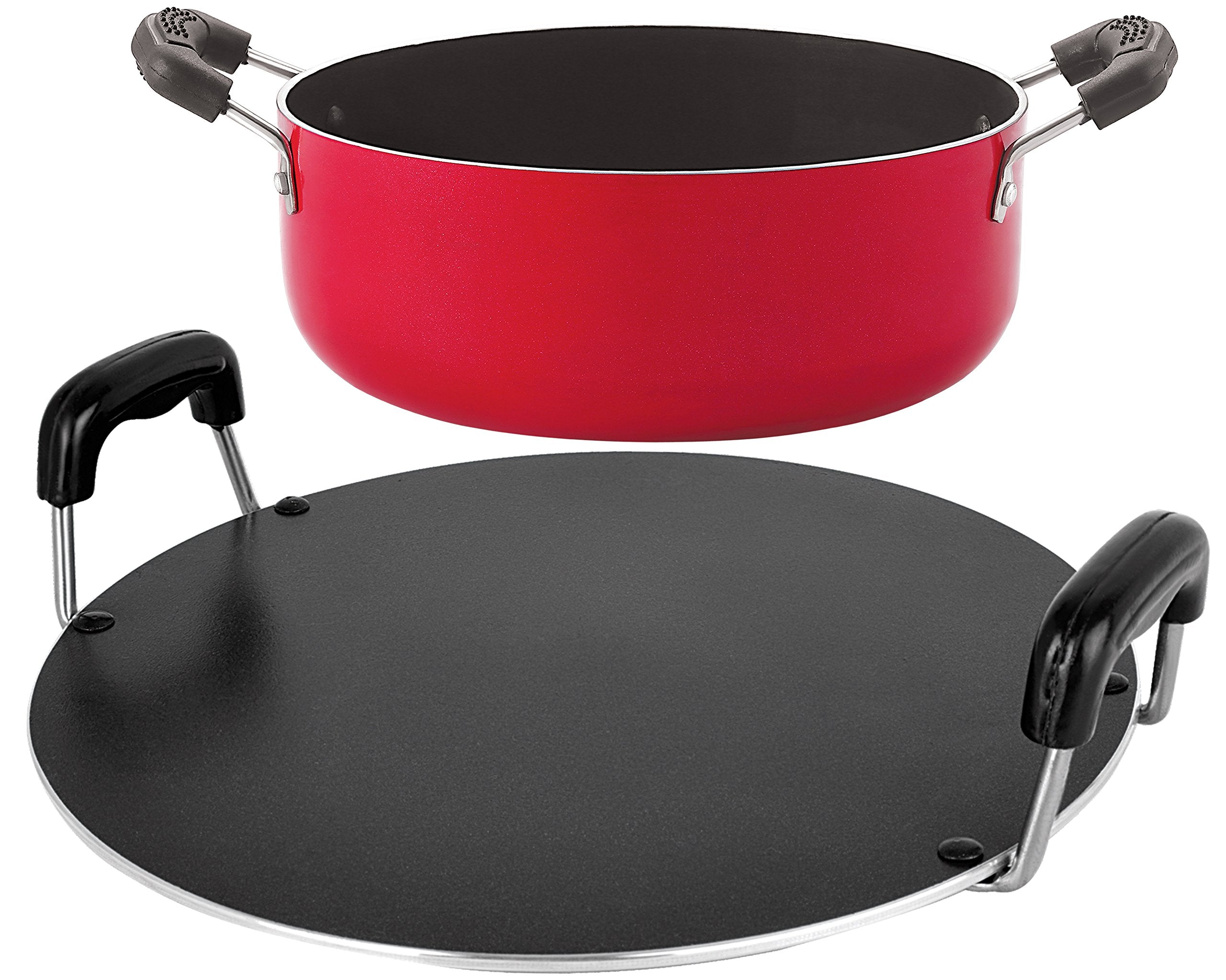 Nirlon NonStick Aluminium 2 Piece Round Tawa And Casserole Kitchen Utencil Set