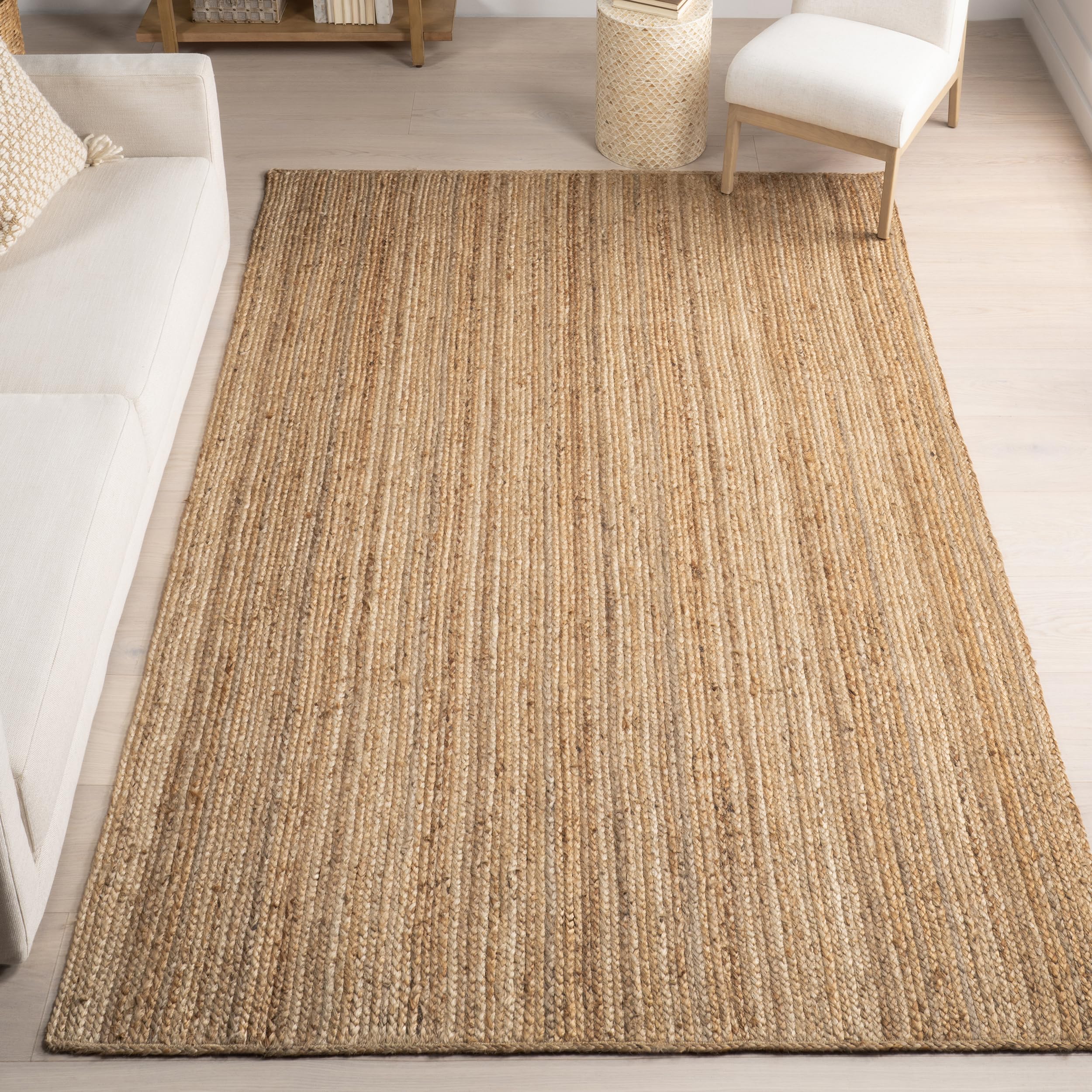 nuLOOM 2x4 Rigo Jute Hand Woven Area Rug, Natural, Solid Farmhouse Design, Natural Fiber, For Bedroom, Living Room, Dining Room,