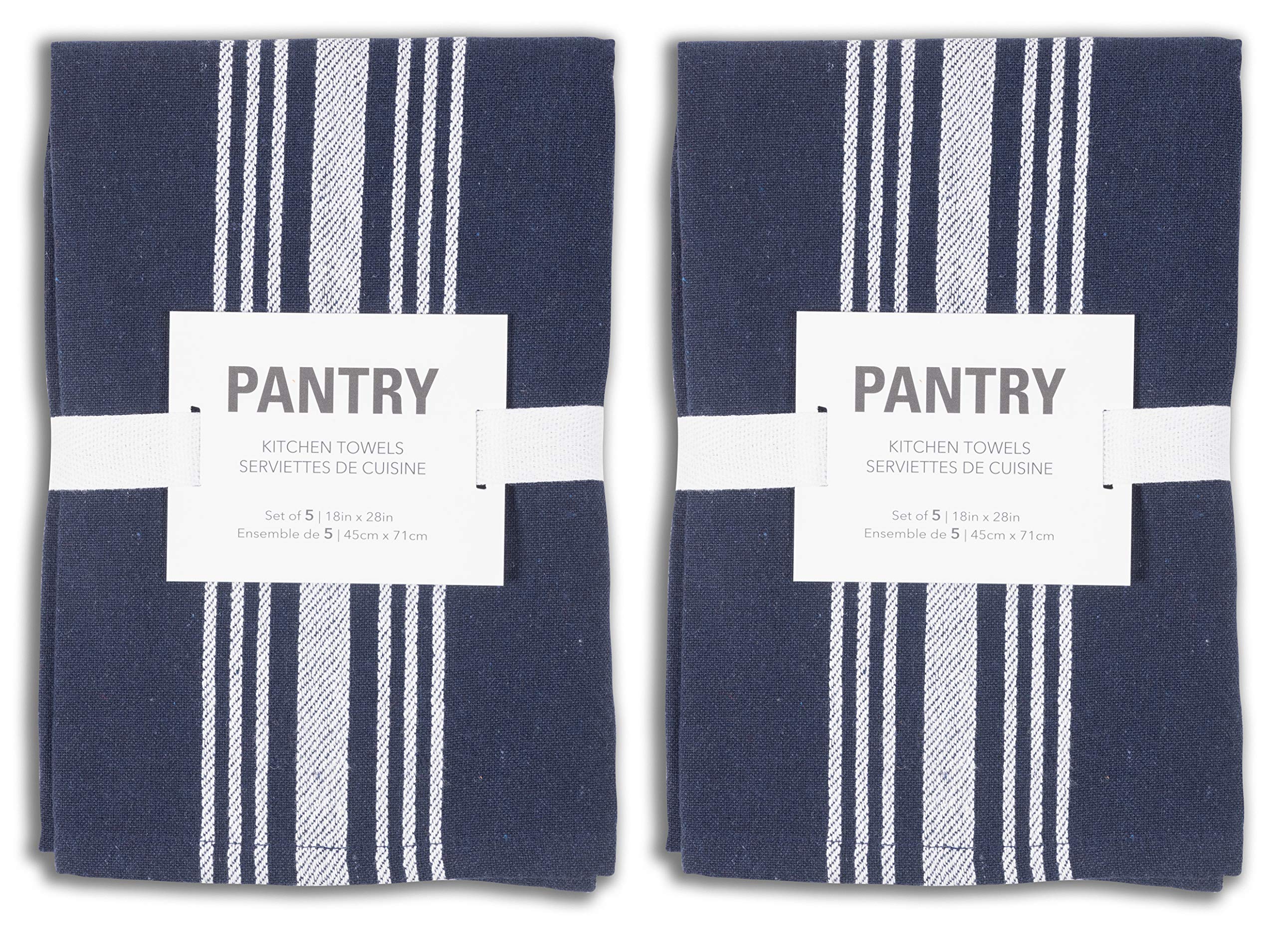 Kaf Home Soho Kitchen Dish Towel Set Of 10 | 18 X 28 Inch Tea Towels | Soft And Absorbent Mixed Set Of Flat Towels (Navy)