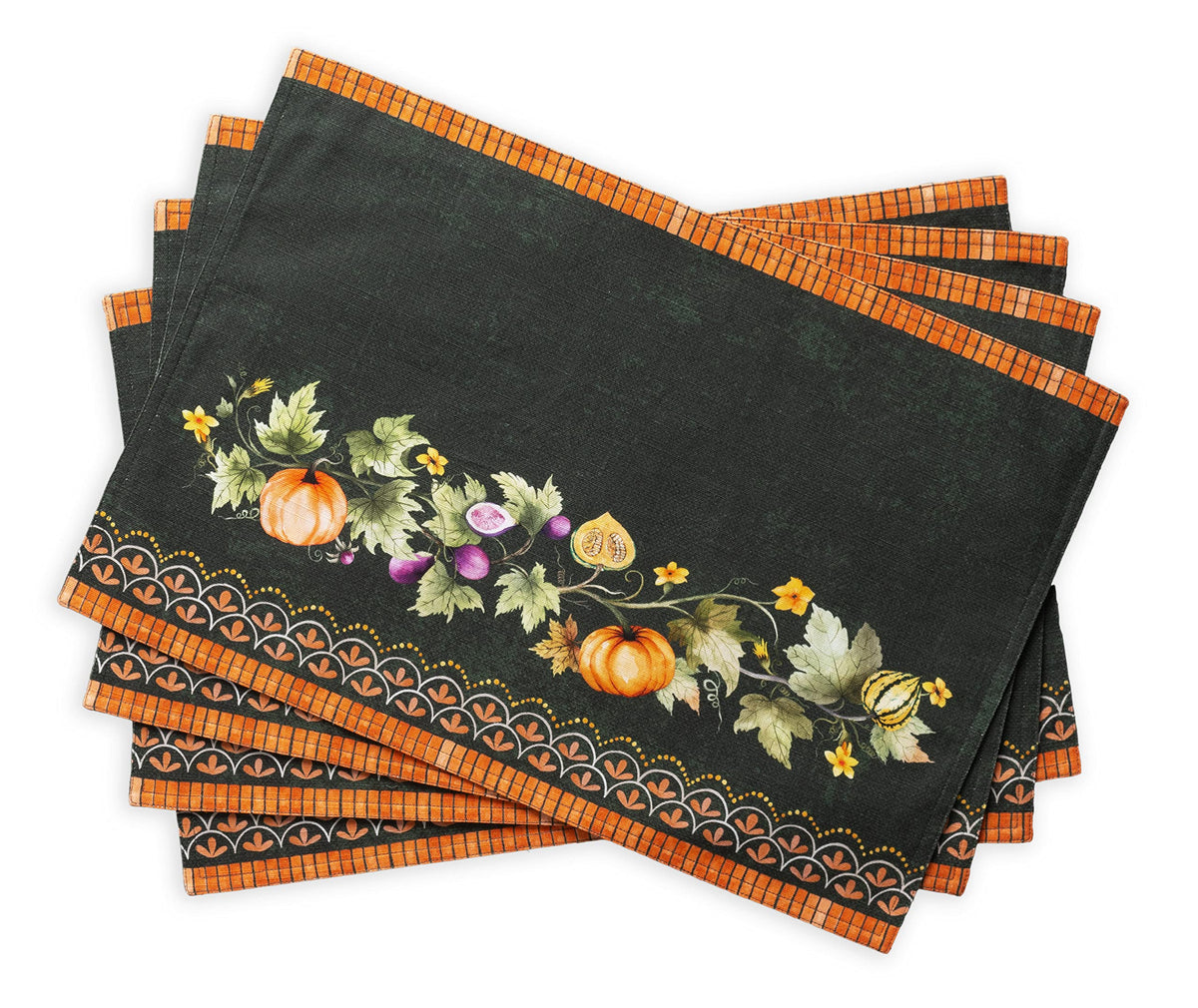 Maison D' Hermine Placemat 100% Cotton Decorative Washable Table Placemats, Dining, Home, Wedding, Banquet, Buffet, Pumpkin Gard
