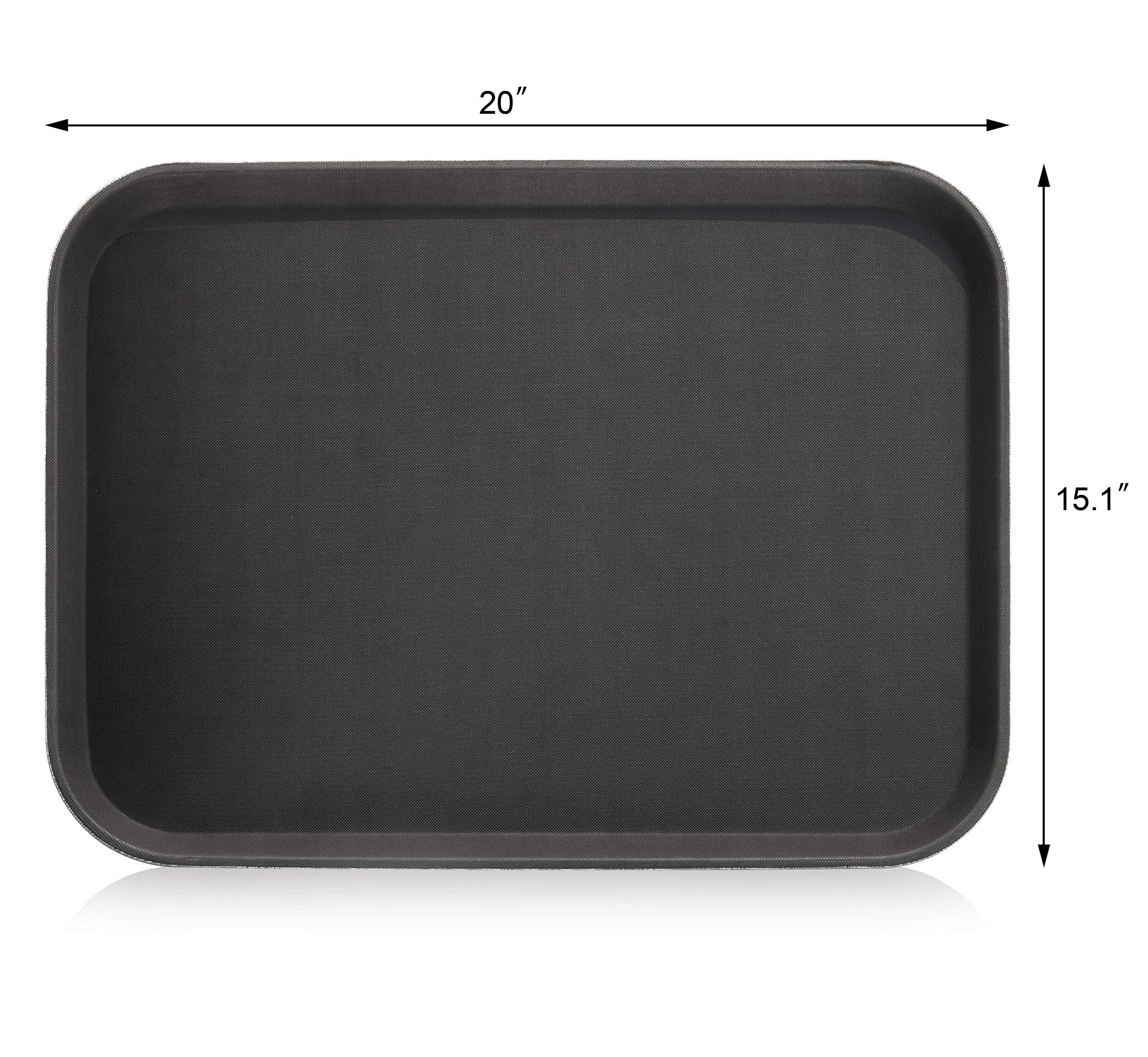 New Star Foodservice 25156 Restaurant Grade Non-Slip Tray, Plastic, Rubber Lined, Rectangular, 15-Inch X 20-Inch Black
