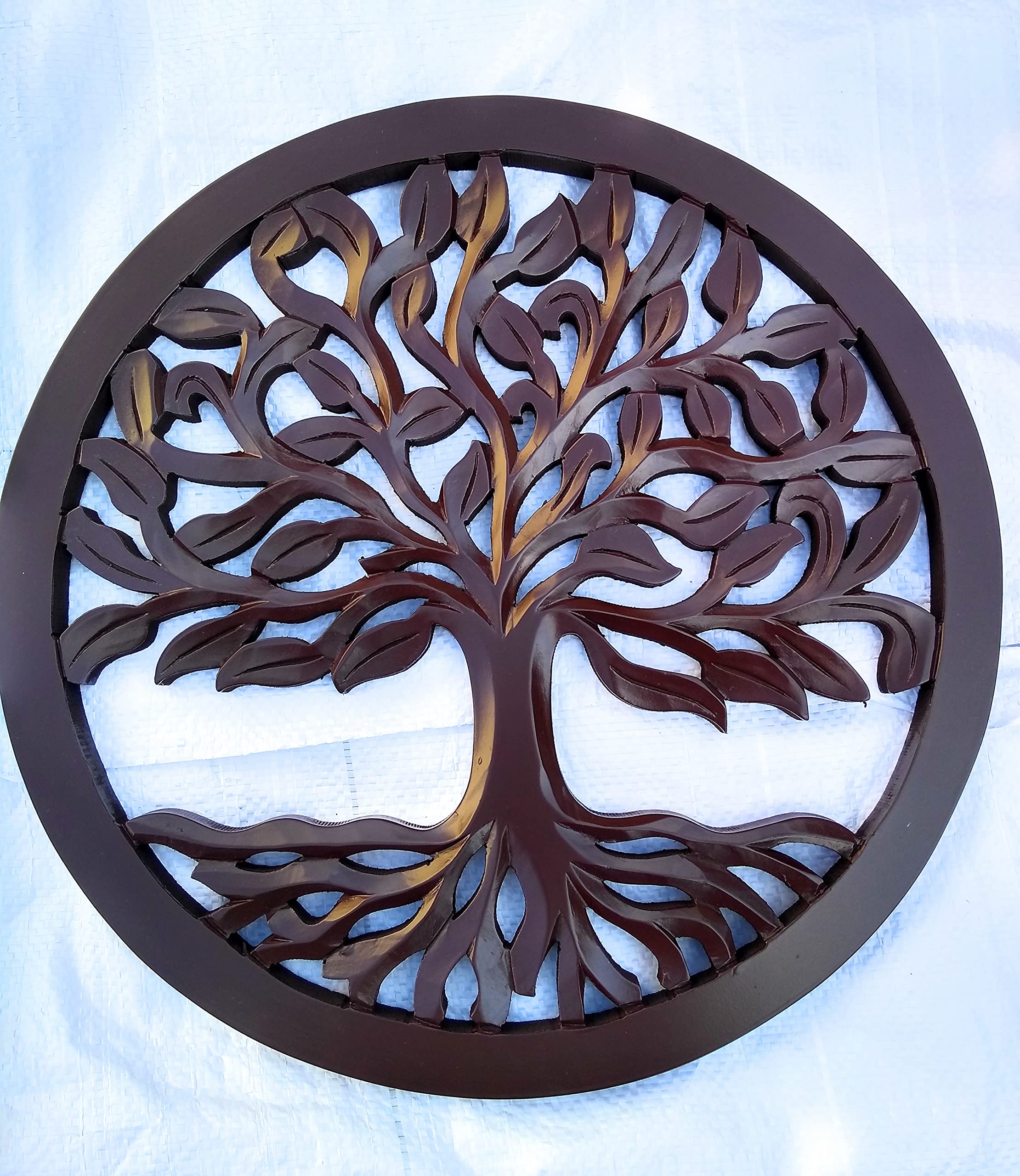M.A Wooden Wooden Tree Of Life Wall Decor Hanging Art Wooden Brown Tree Of Life Wall Art Panel Indoor And Outdoor Wall Hanging S