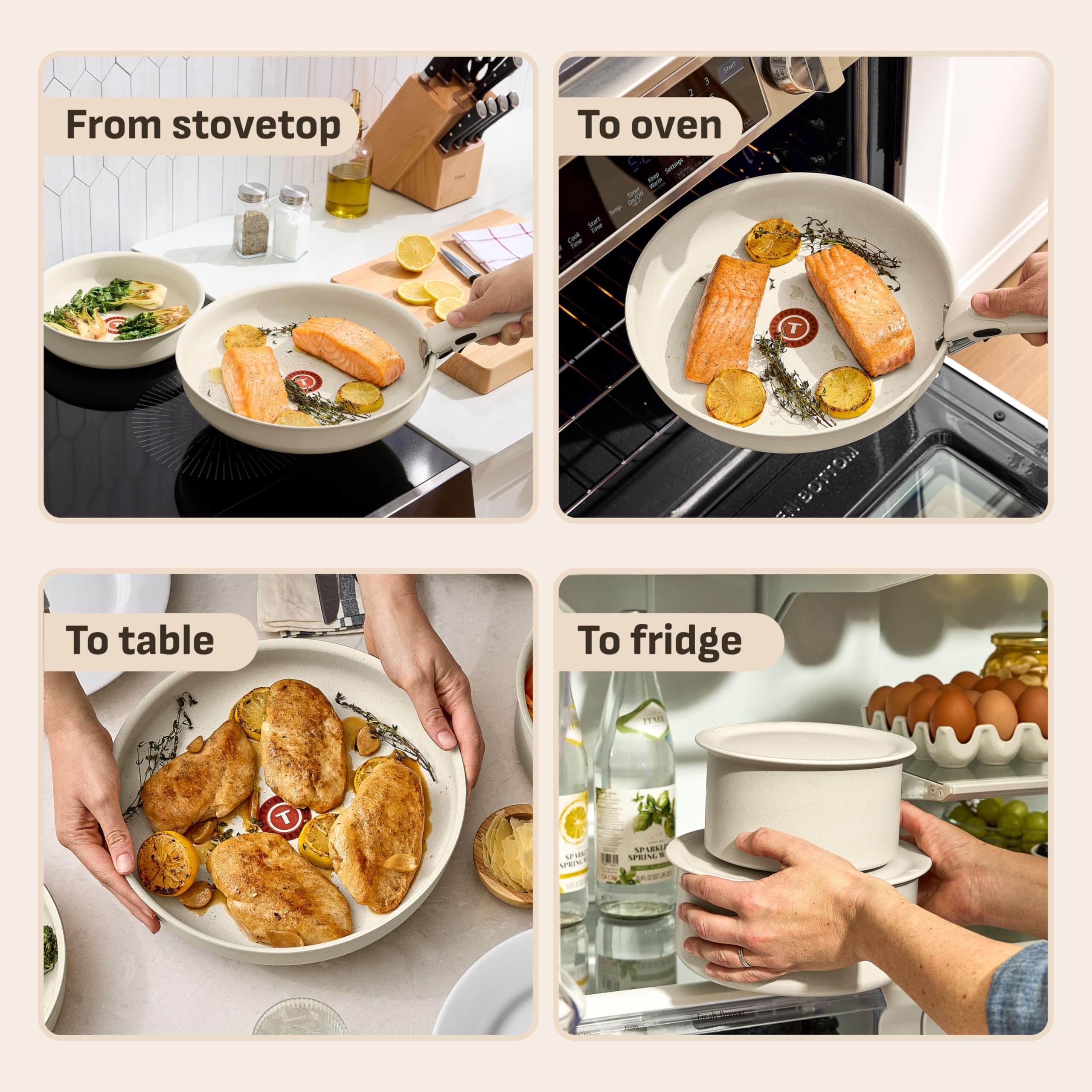 T-fal Ingenio Essentials Cookware Set with Detachable/Removable Handle 11 Piece, Granite Titanium Non Stick, Induction, Oven Bro