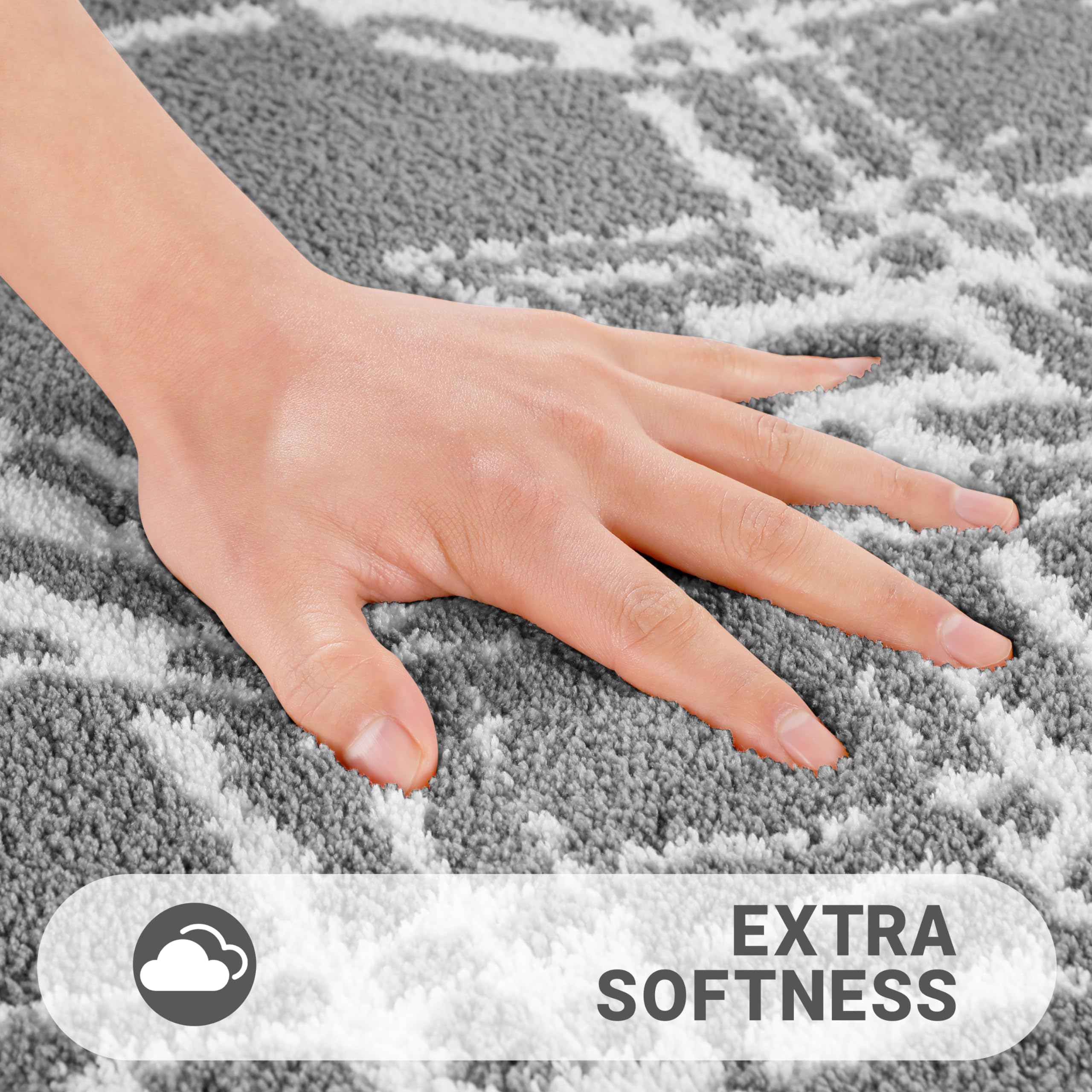 Yimobra Luxury Fluffy Bathroom Rugs, Soft Thick Plush Bath Mat, Non-Slip, Water Absorbent, Machine Washable, Shaggy Microfiber B