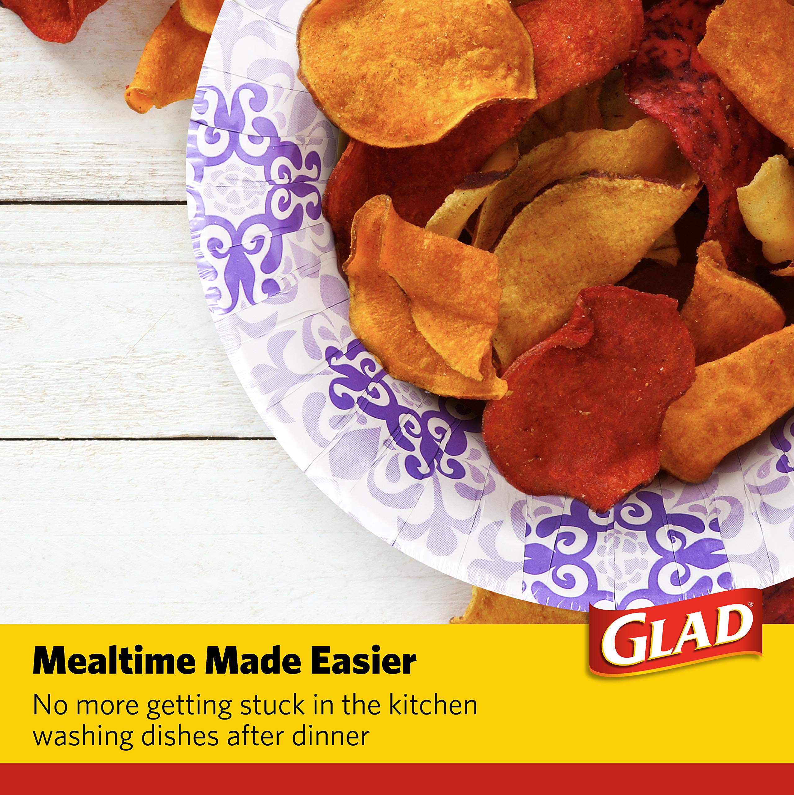 Glad Paper Bowls With Purple Victorian Design, 20Count | Disposable Paper Bowls For Parties & Picnics In Victorian Print | Micro