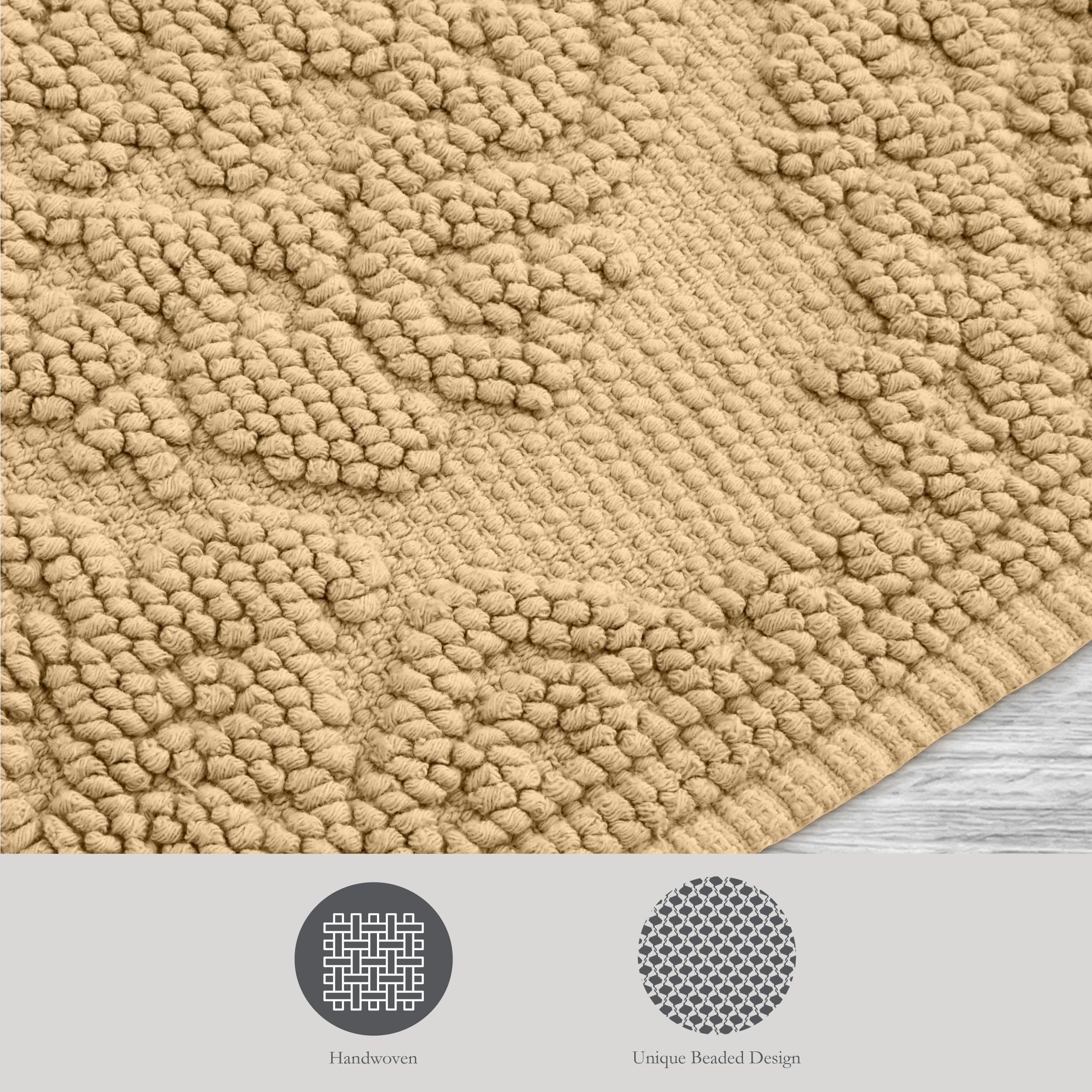 Jean Pierre - Ricardo Bath Mat, Woven Fringe Bathroom Rugs, 100% Cotton, Premium Bathroom Decor - Measures 17'' X 31'' - Linen