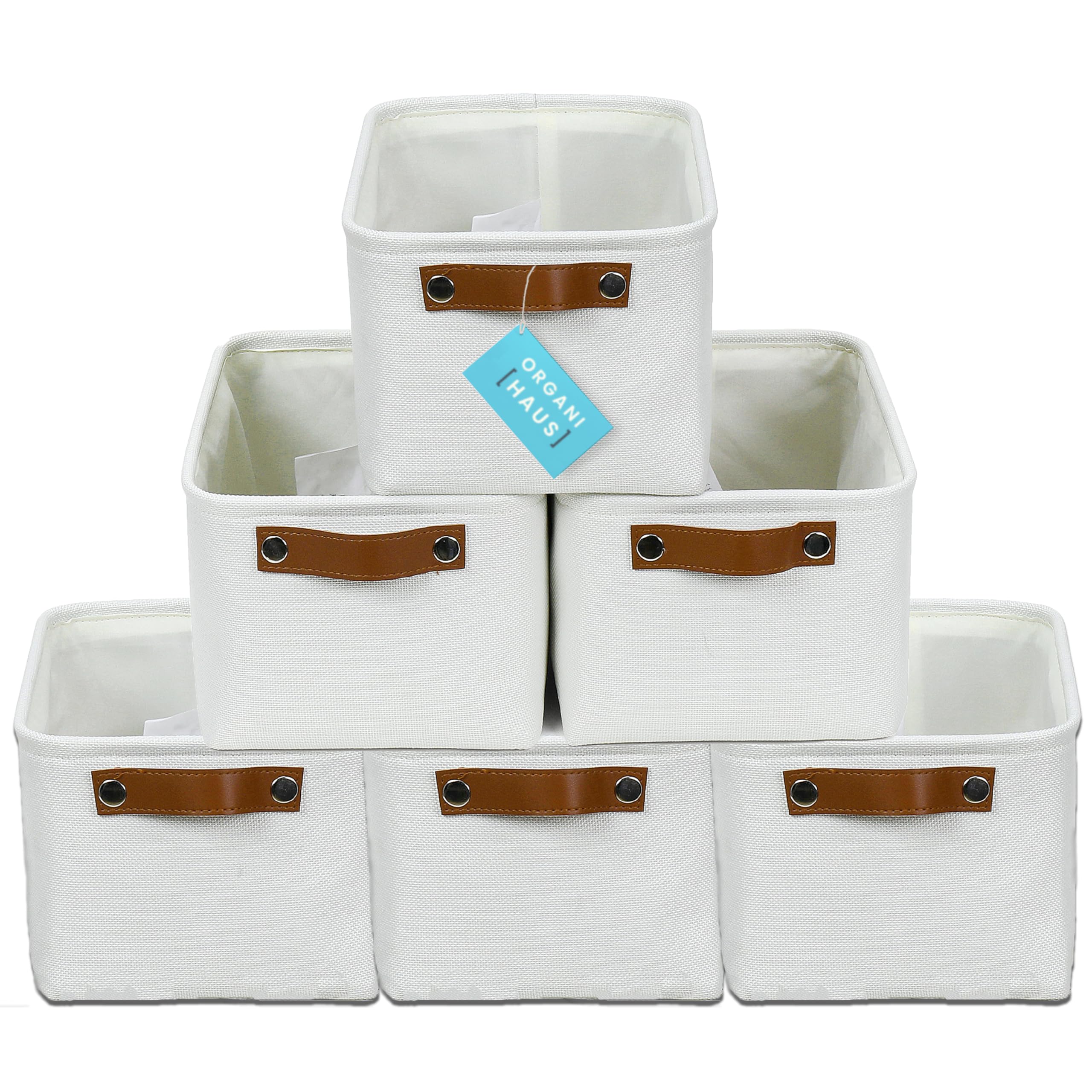 Organihaus Small Fabric Storage Baskets For Shelves 6 Pack, 12X8In Closet Storage Bins For Shelves, Cloth Baskets For Organizing
