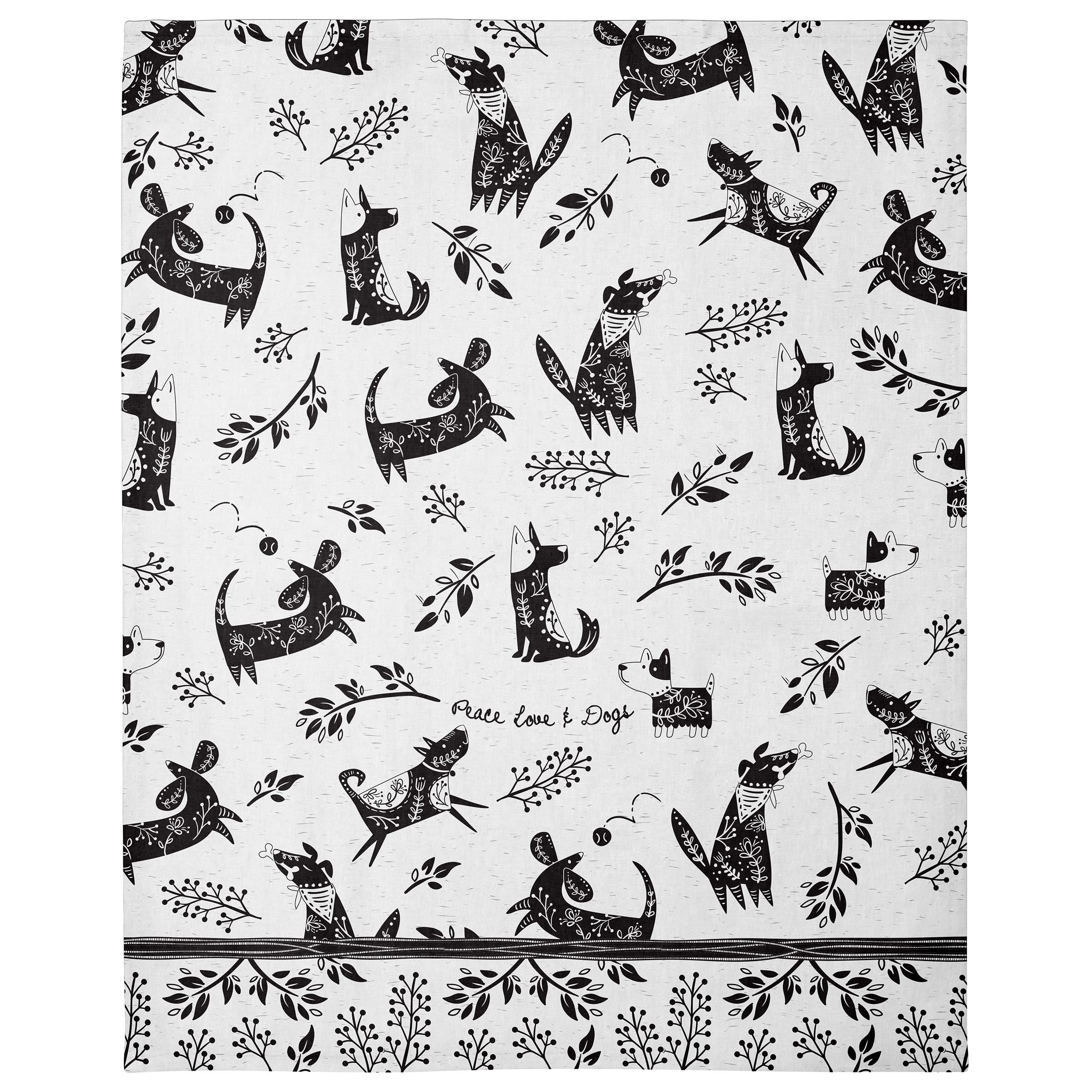 Karma Gifts Black And White Boho Tea Towel, Dog, 28'' L X 20'' W
