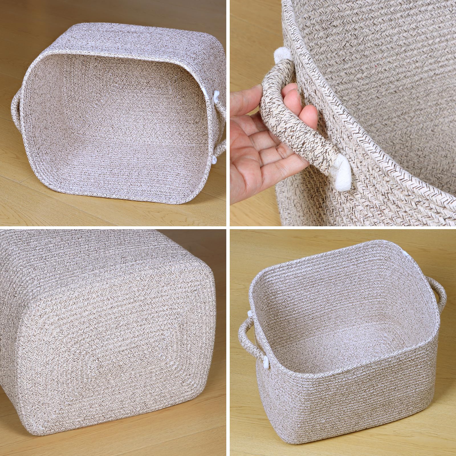 Kntiwiwo Storage Baskets For Organizing 15   X11   X10    Rope Storage Baskets For Shelves With Handles, Decorative Closet Baske