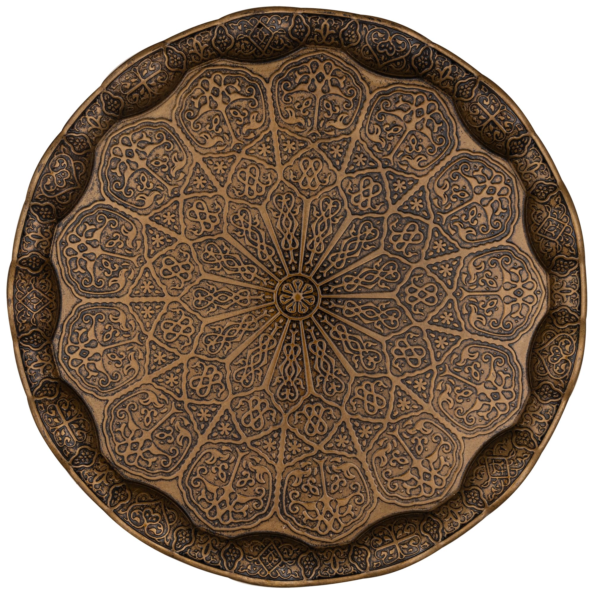 Alisveristime Turkish Ottoman Coffee Tea Serving Tray - 13.60 Inches, Metal With Traditional Motifs, Available In Five Colors (A