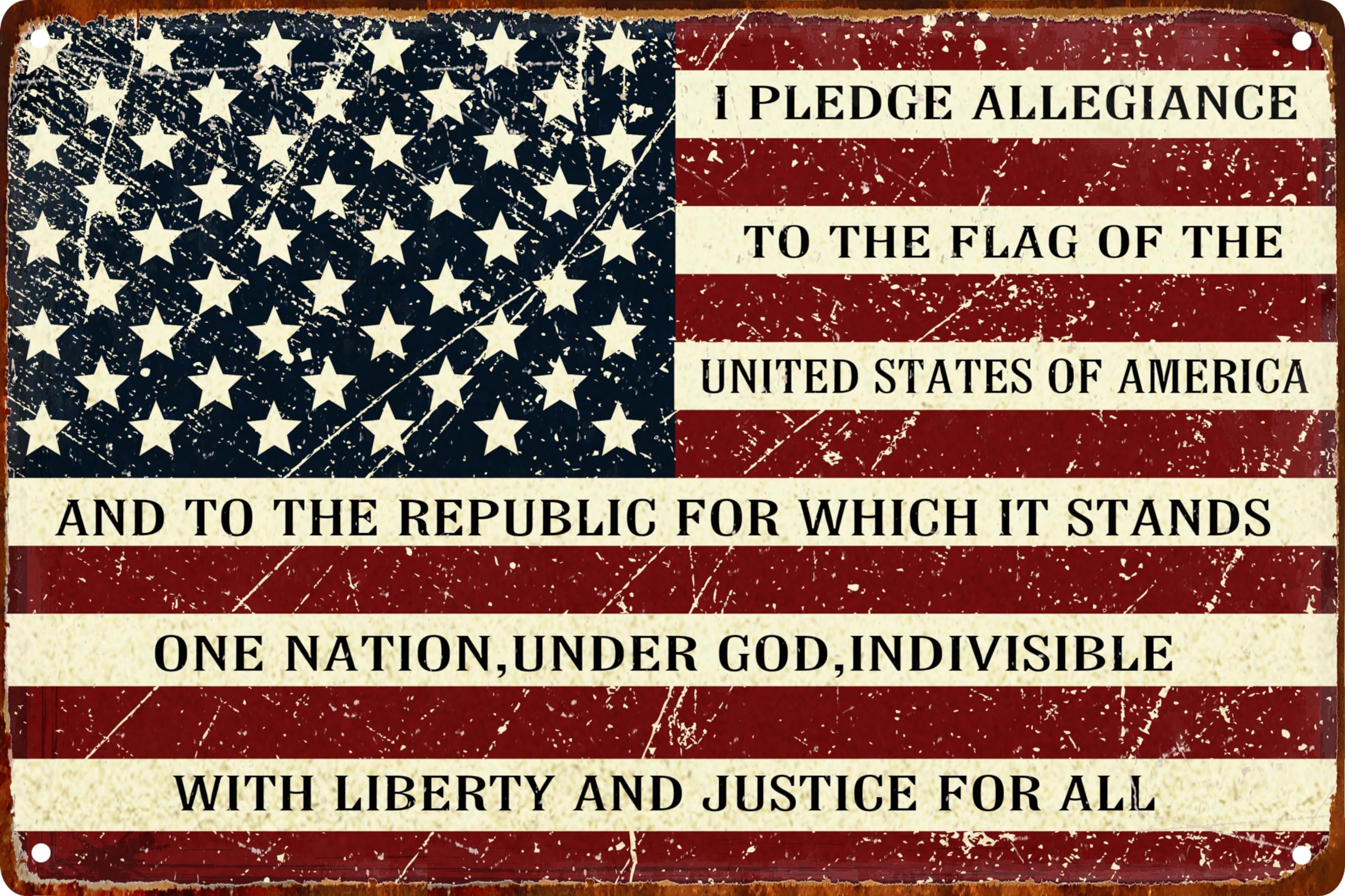 Retro Metal Sign Vintage Tin Sign I Pledge Allegiance To The Flag Of The United States Of America Sign For Plaque Poster Cafe Ba