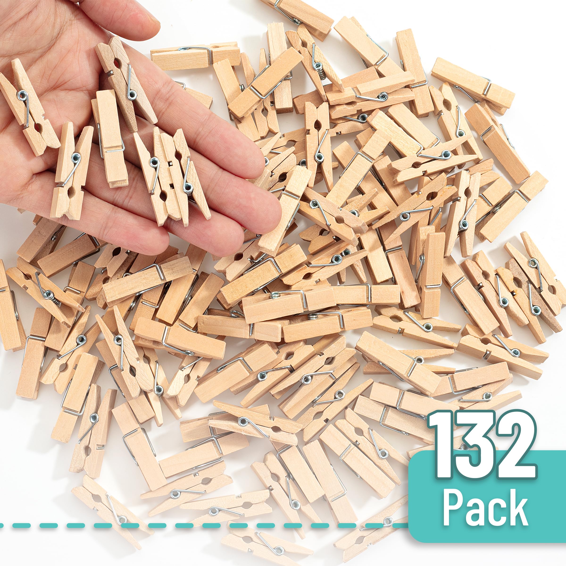 Mr. Pen- Wooden Clothes Pins, Natural Wood, 132 Pcs, 1.4 Inch, Mini Clothes Pins For Hanging Pictures, Small Clothes Pins Wood,