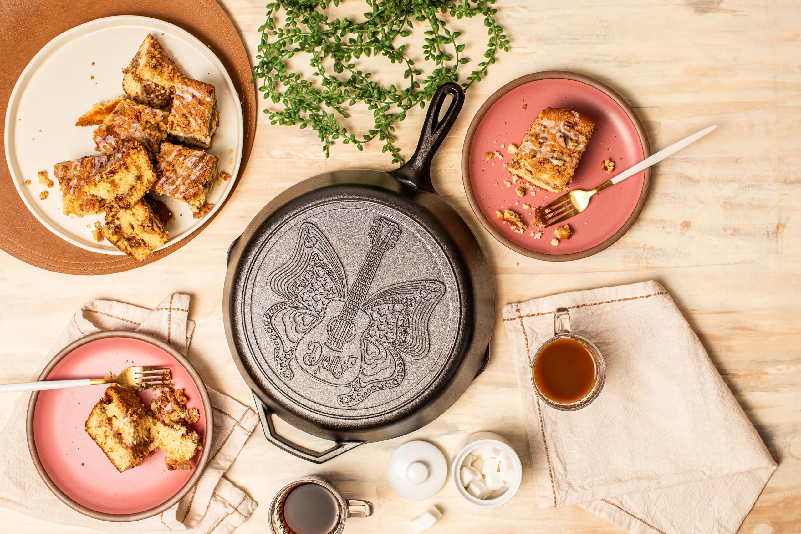 Lodge 12 Inch Dolly Parton Pre-Seasoned Cast Iron Stamped Skillet - Signature Teardrop Handle - Use In The Oven, On The Stove, O