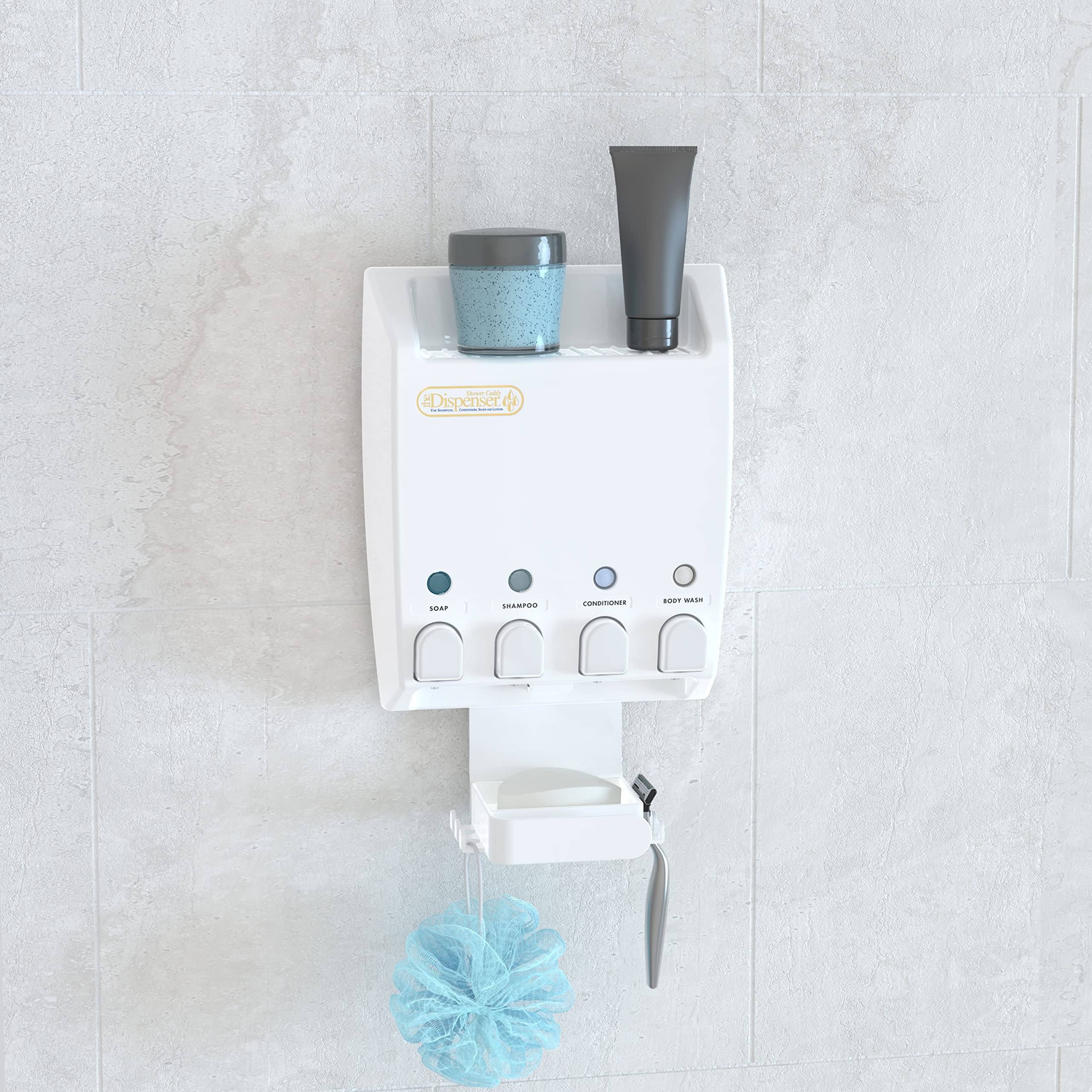 Better Living Ulti-Mate 4 Shower Caddy Shampoo And Soap Dispenser, 4 X 14.5 Fl. Oz, White