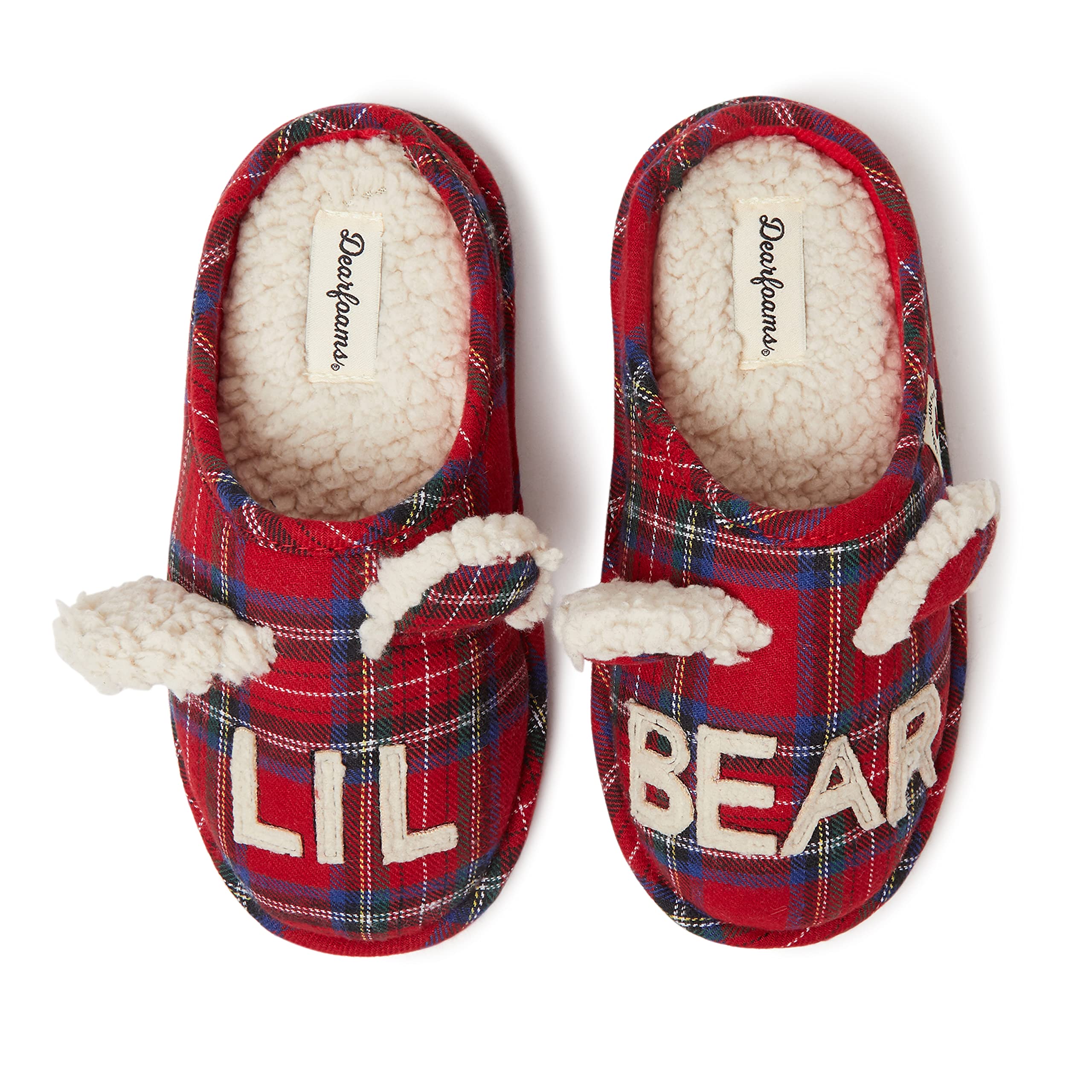 Dearfoams Kids Unisex Slipper, Lil Bear Tartan Plaid, Us 5-6 Toddler