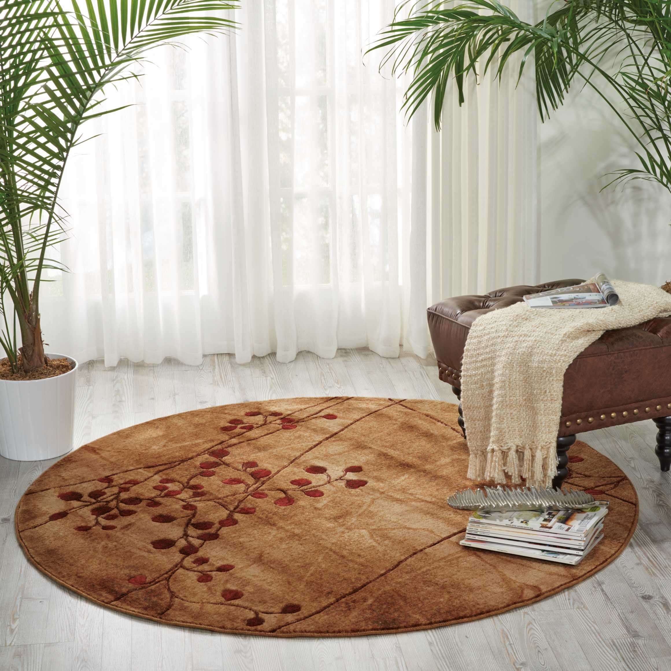 Nourison Somerset Rustic Latte 3 6 x Round Area Rug, Easy Clean, Non Shedding, Bed Room, Living Room, Dining Room, Kitchen (4 R