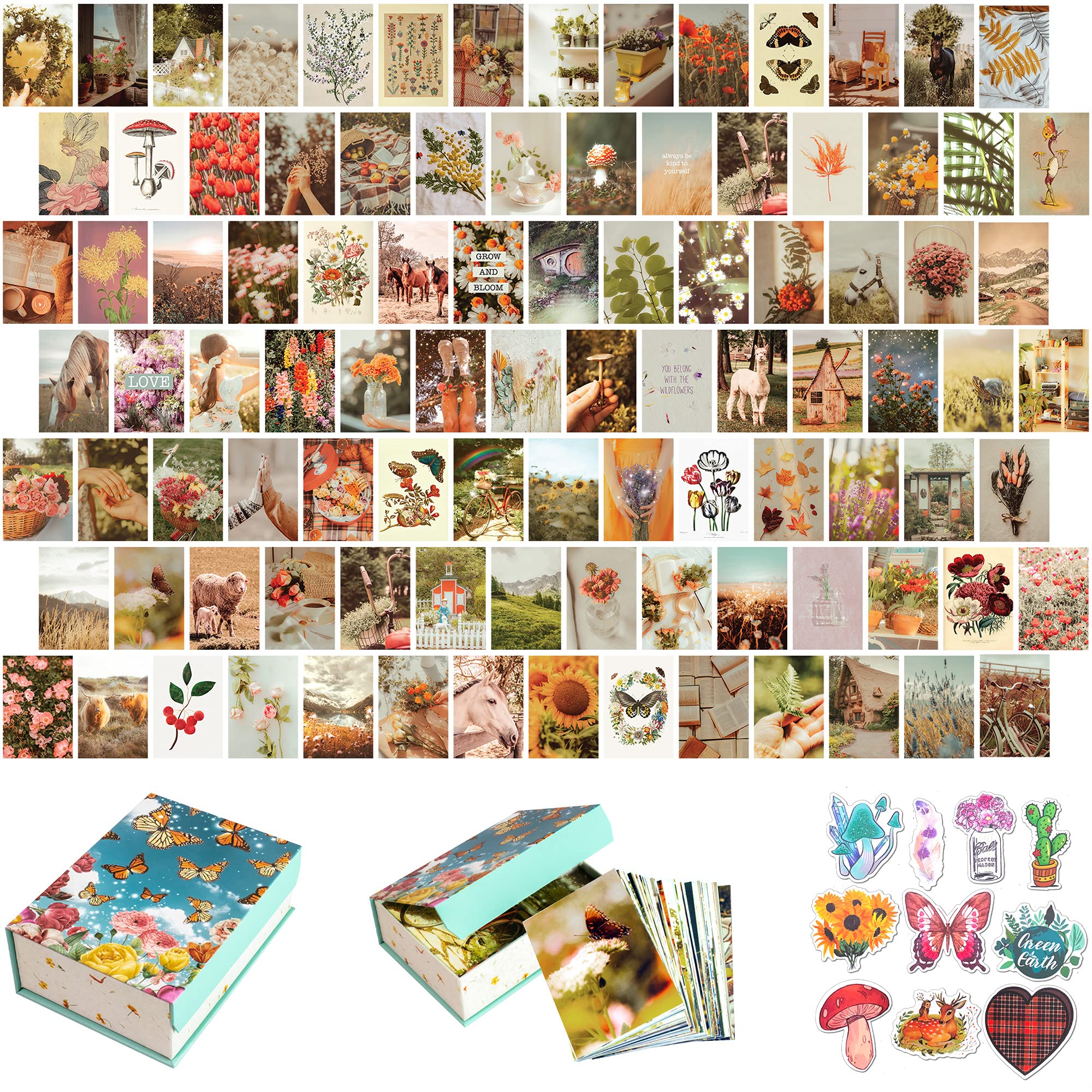 Artivo Wall Collage Kit Aesthetic Pictures, Cottagecore Wall Collage Kit, Bedroom Decor For Teen Girls, Nature Boho Collage Kit