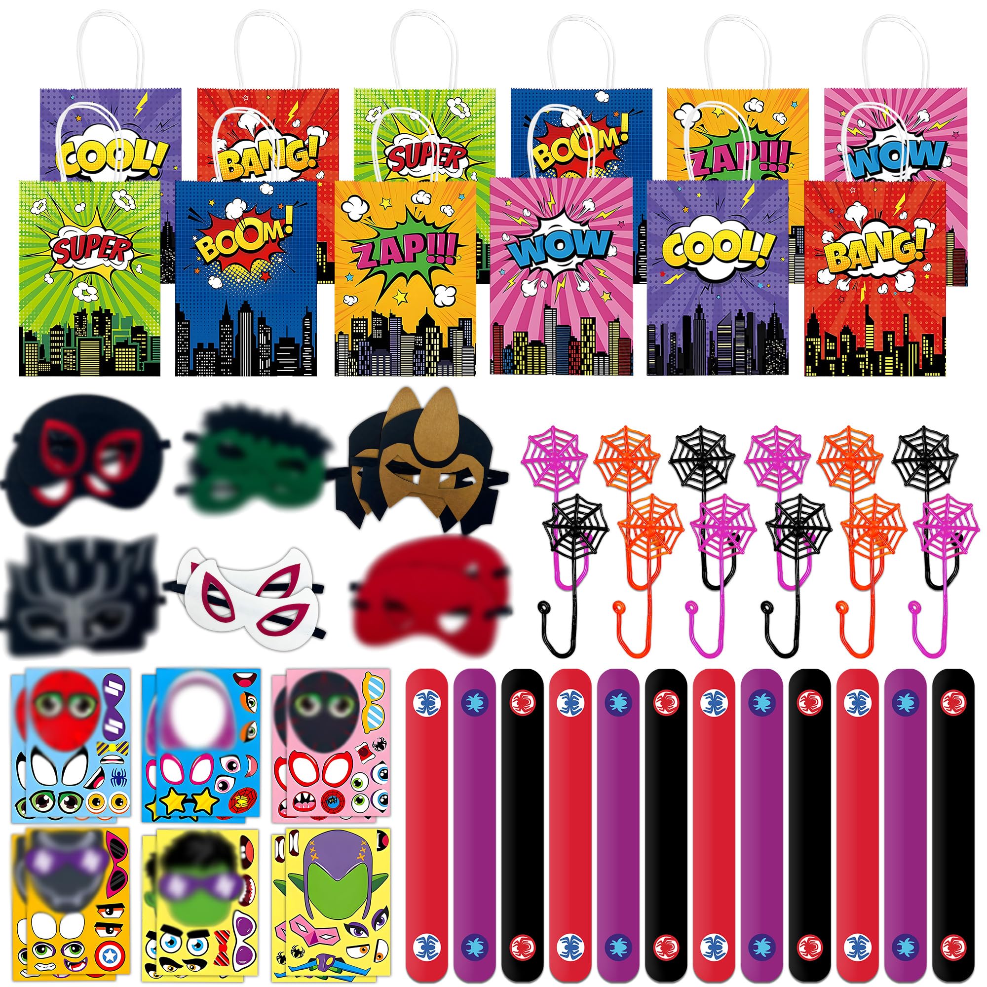 60Pcs Superhero Party Favor for Kids Birthdays, Gifts for Boys-Girls and Amazing Friends, Action Hero Supplies, Spider Decoratio