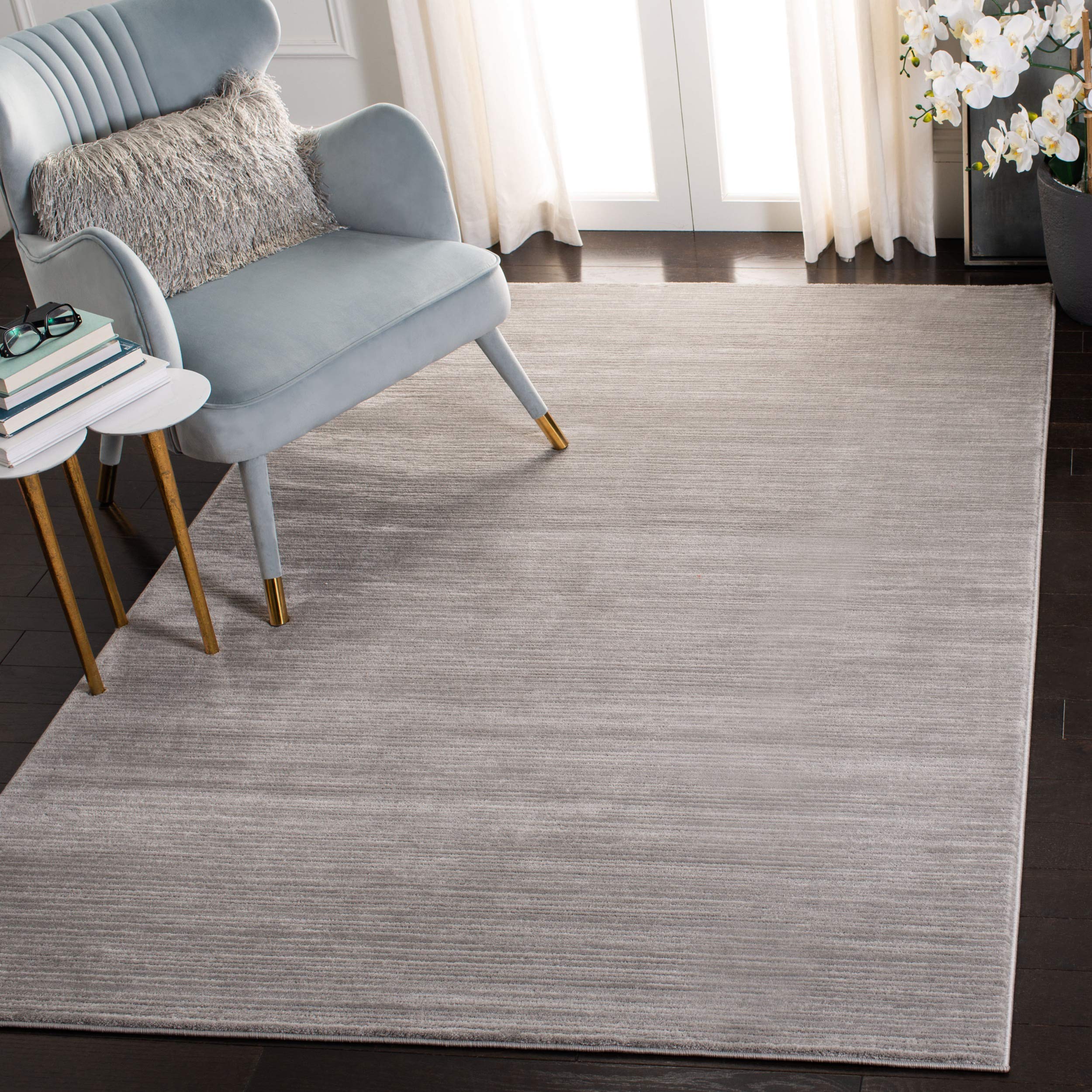 SAFAVIEH Vision Collection X-Large Area Rug - 12 x 18, Silver, Modern Ombre Tonal Chic Design, Non-Shedding & Easy Care, Ideal