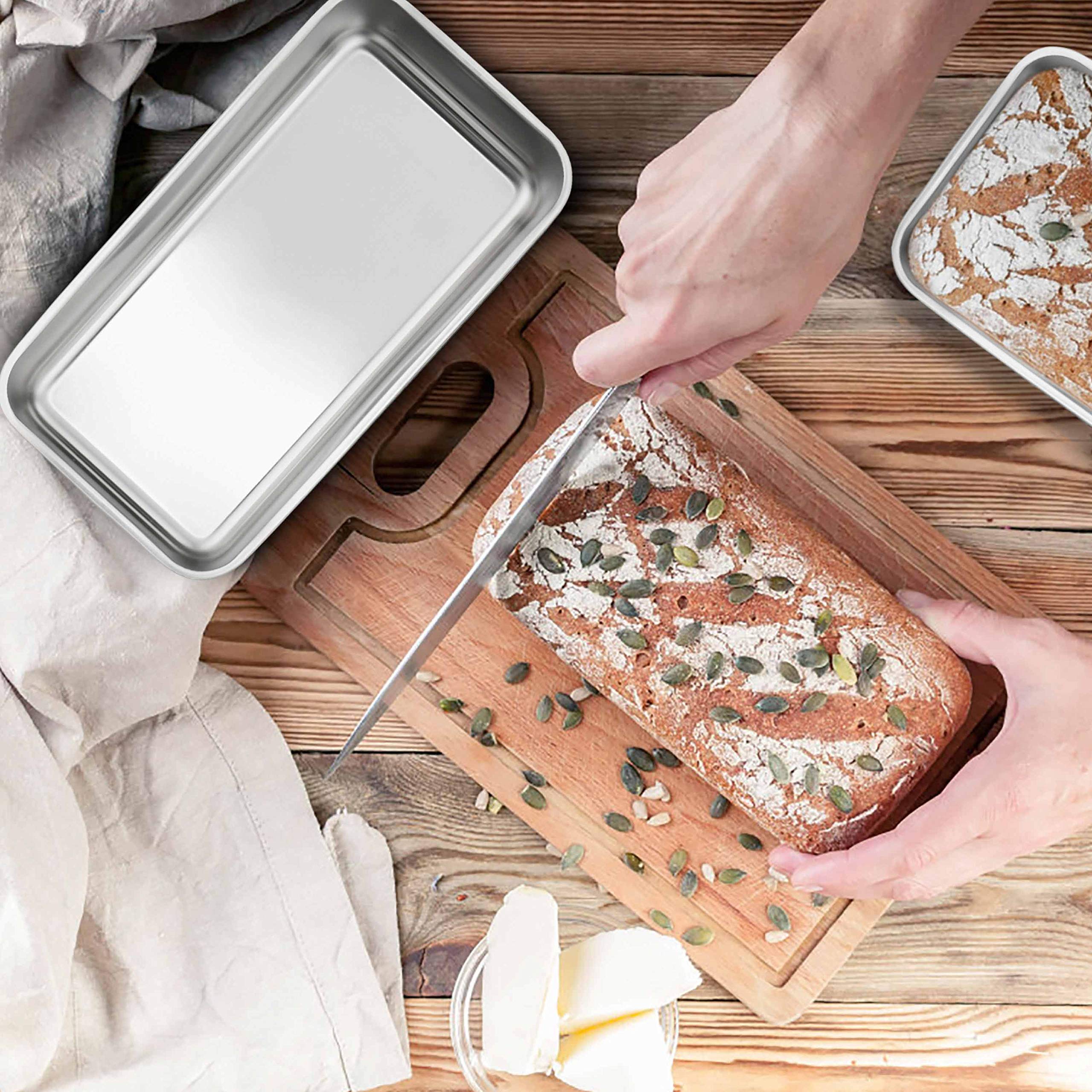 Teamfar Loaf Pans For Baking Bread, 9''    5'' Bread Loaf Pan Meatloaf Pan Stainless Steel For Home Kitchen, Healthy & Sturdy, O