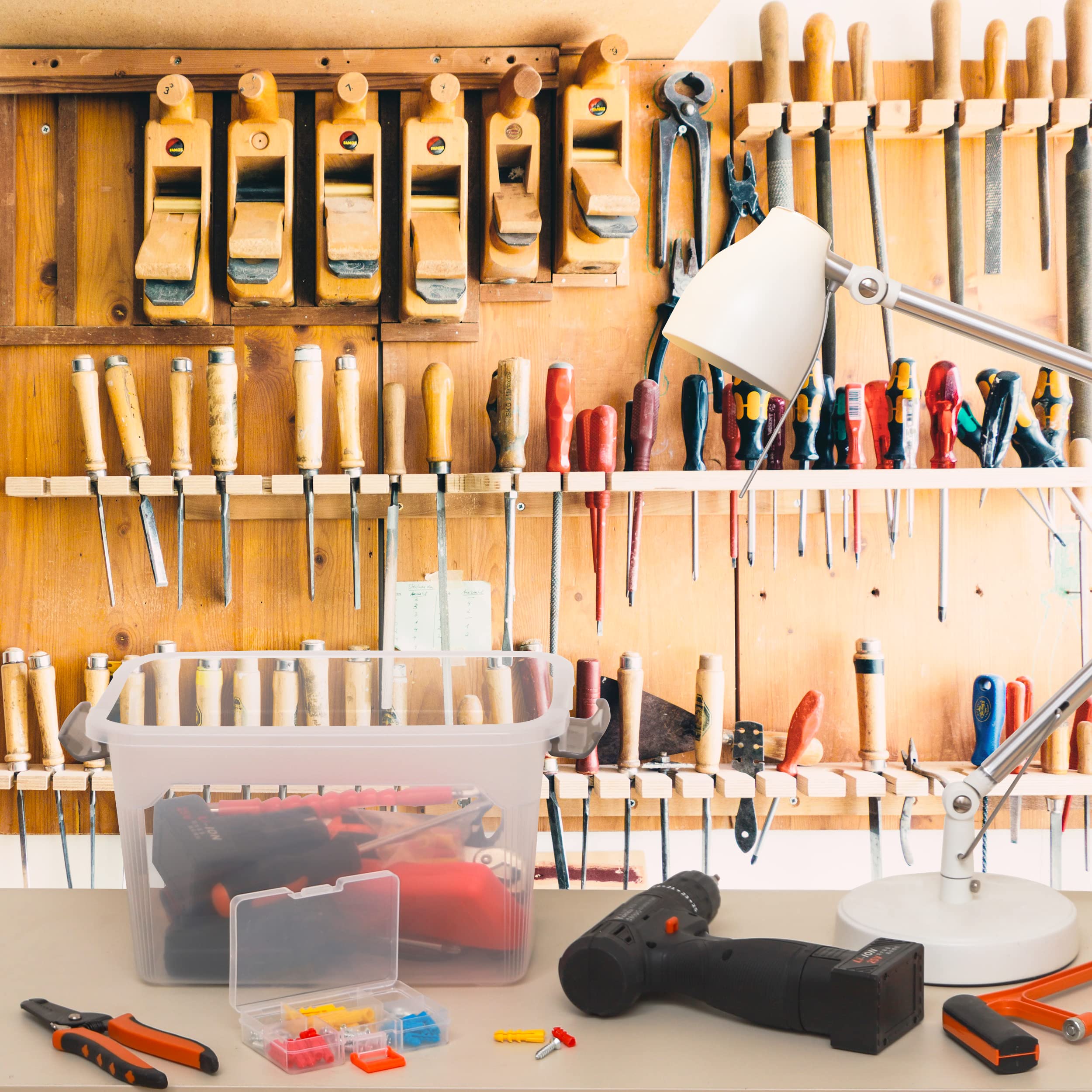 Citylife 6 Packs 8.5 Qt Storage Bins With Lids Clear Plastic Bins With Grey Handle Stackable Storage Containers For Organizing