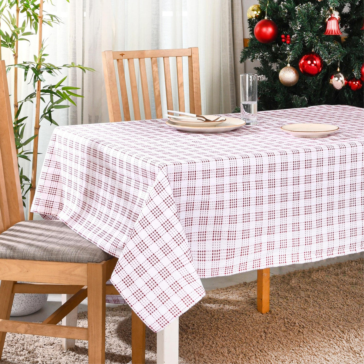 Folkulture White Table Cloth Or Rectangular Table Cloth For Gifting, 60 X 102 Inch, 100% Cotton Boho Tablecloth Or Rustic Tablec