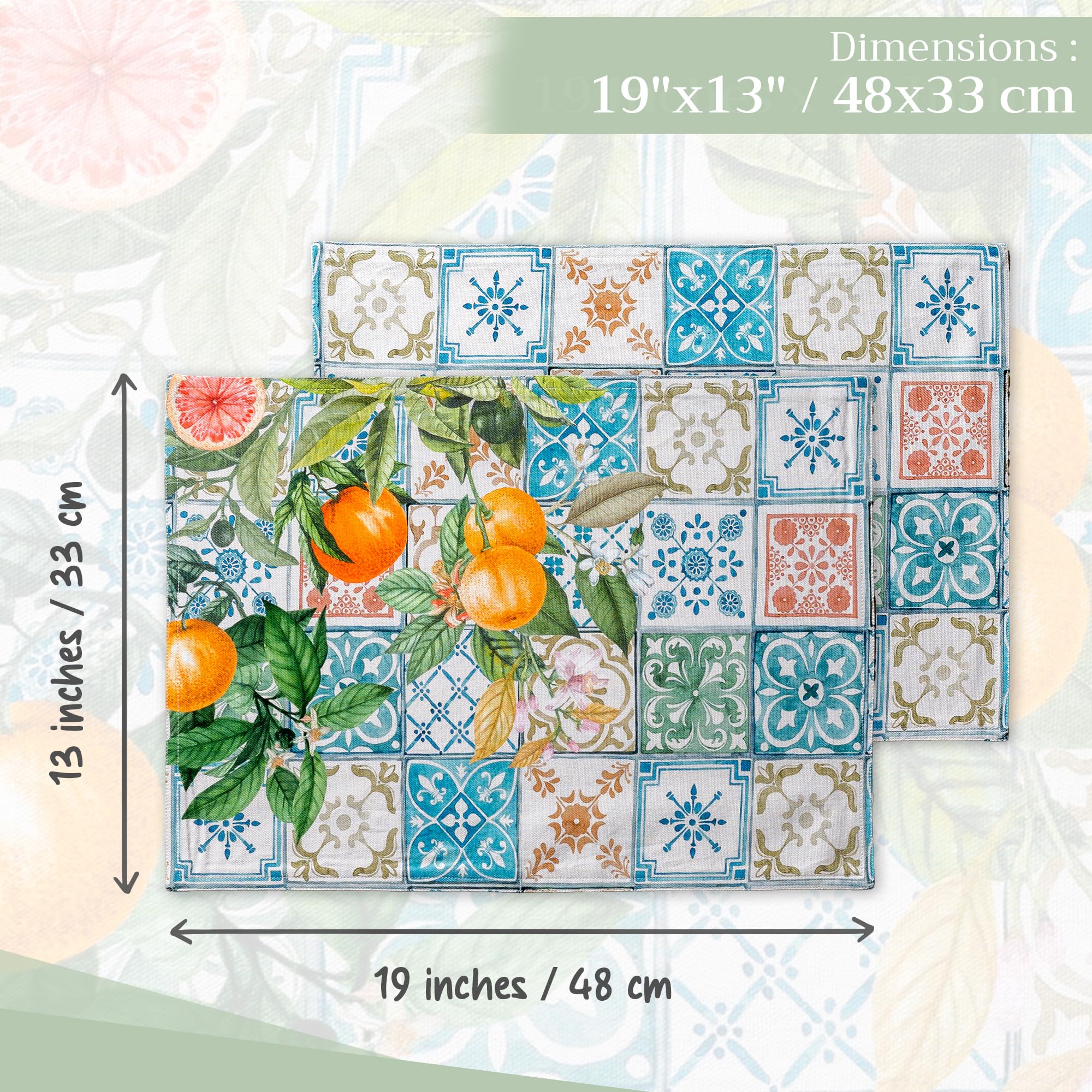 Maison D Hermine Cloth Placemat 100% Cotton Set Of 4 Decorative Washable Place Mats Table Placemat, Dining, Kitchen, Parties & C