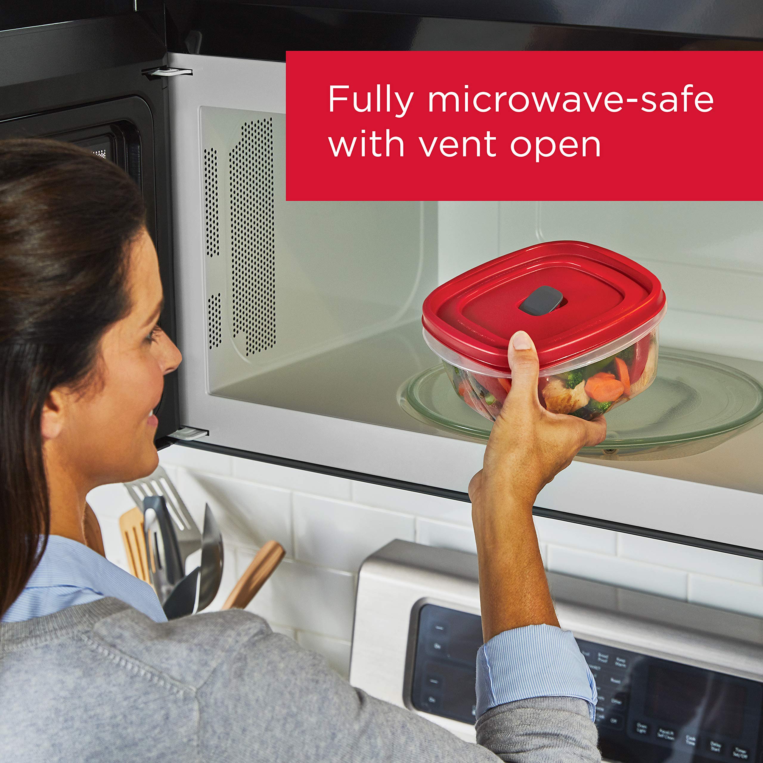 Rubbermaid 16 Piece Set (8 Containers & 8 Lids) Food Storage Containers With Lids And Steam Vents