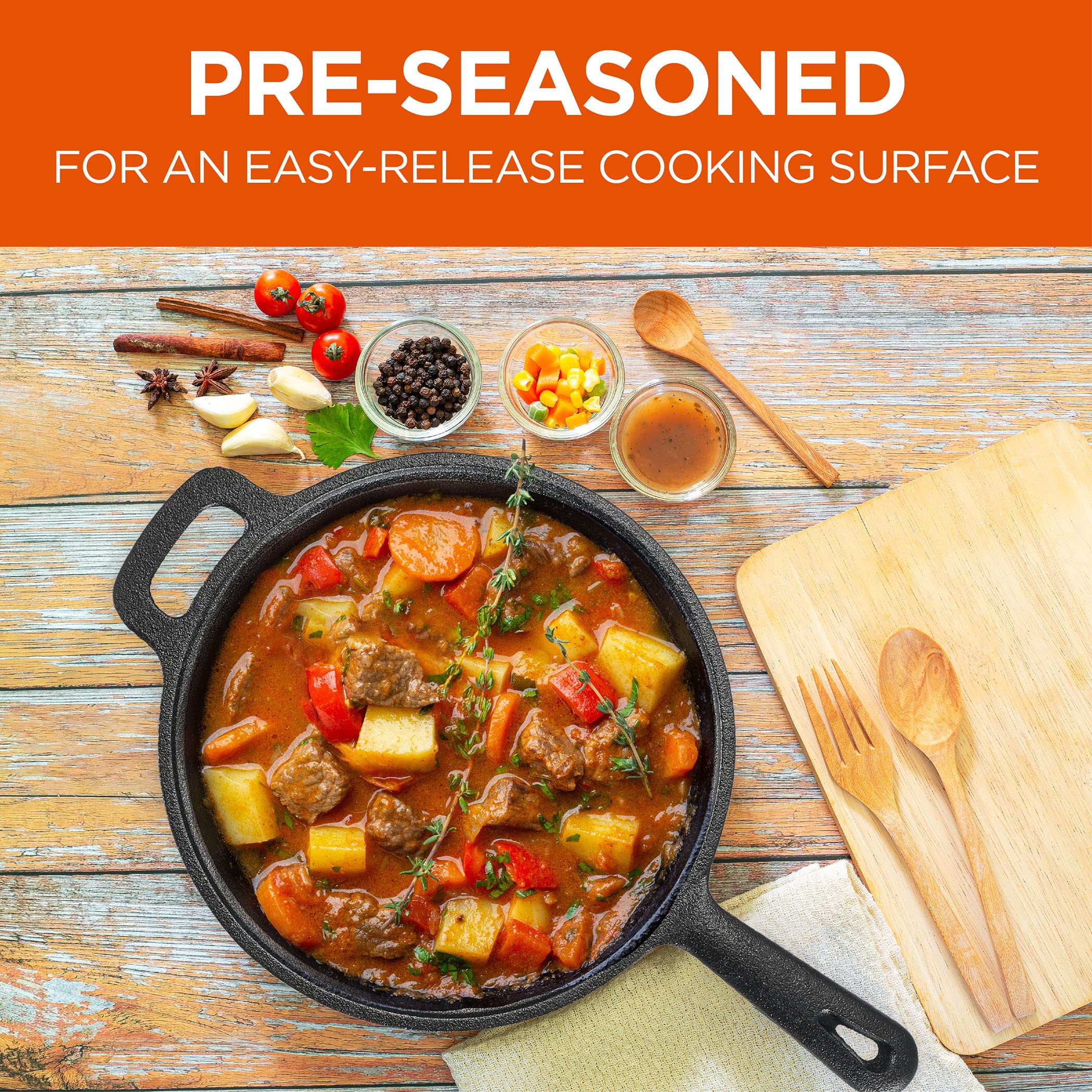 Commercial Chef 2 Quart Cast Iron Saucepan, Dutch Oven Cast Iron Saucepan With Lid And Looped Handle, Camping Cookware & Sauce P